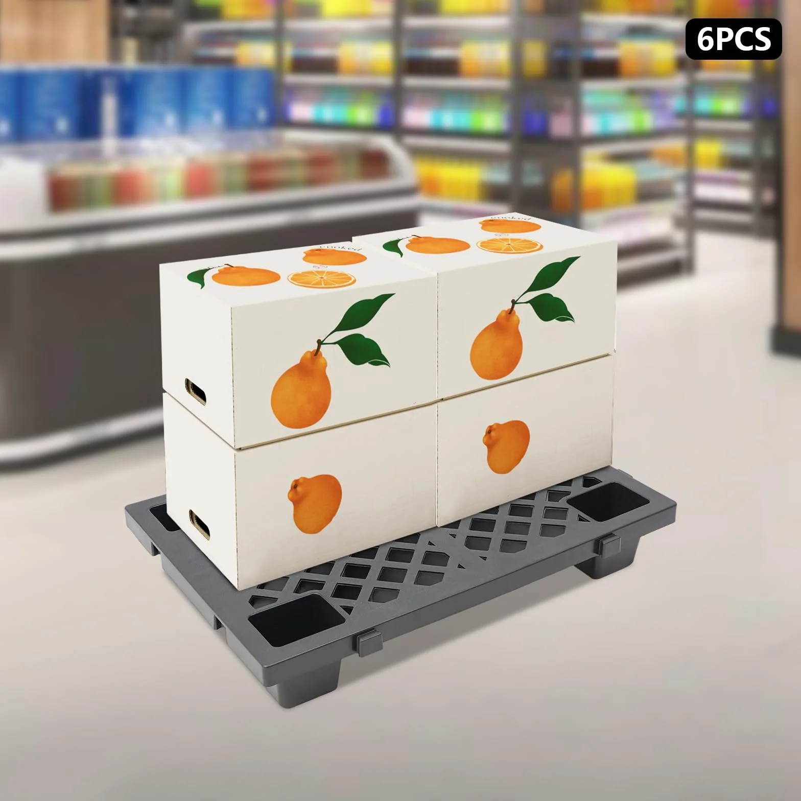 Palets, 6 paletas de plástico 60 x 40 x 10 cm, 6 unidades de paletas de almacenamiento entrelazadas para almacenes, fábricas, centros logísticos, instalaciones de almacenamiento