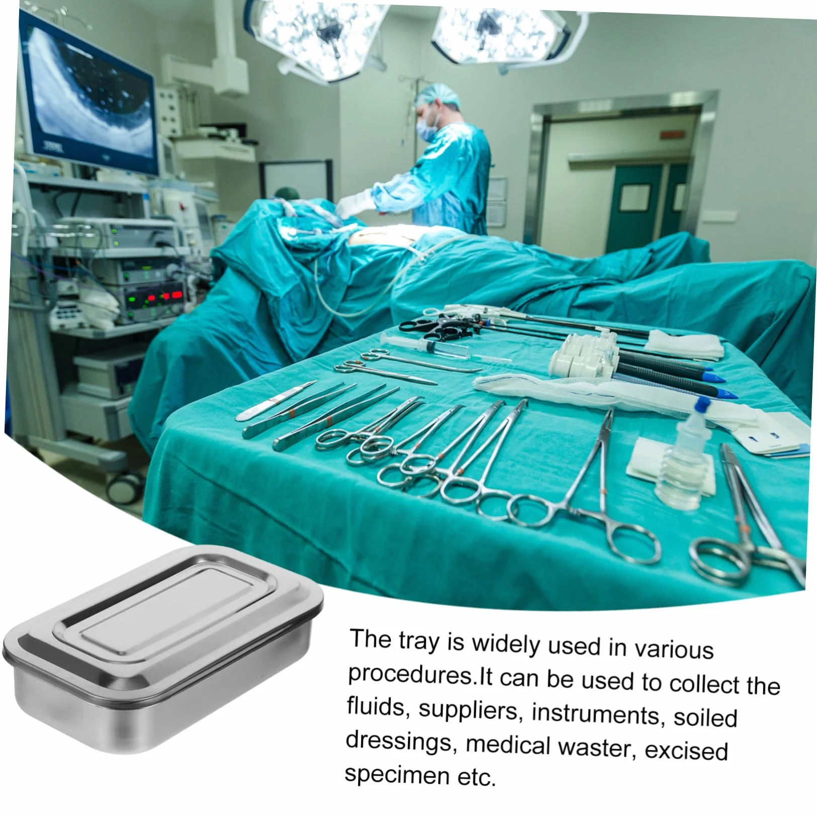 Bandeja de Acero Inoxidable para Esterilización Médica con Tapa, Almacenamiento de Instrumentos de Manicura y Uso Clínico