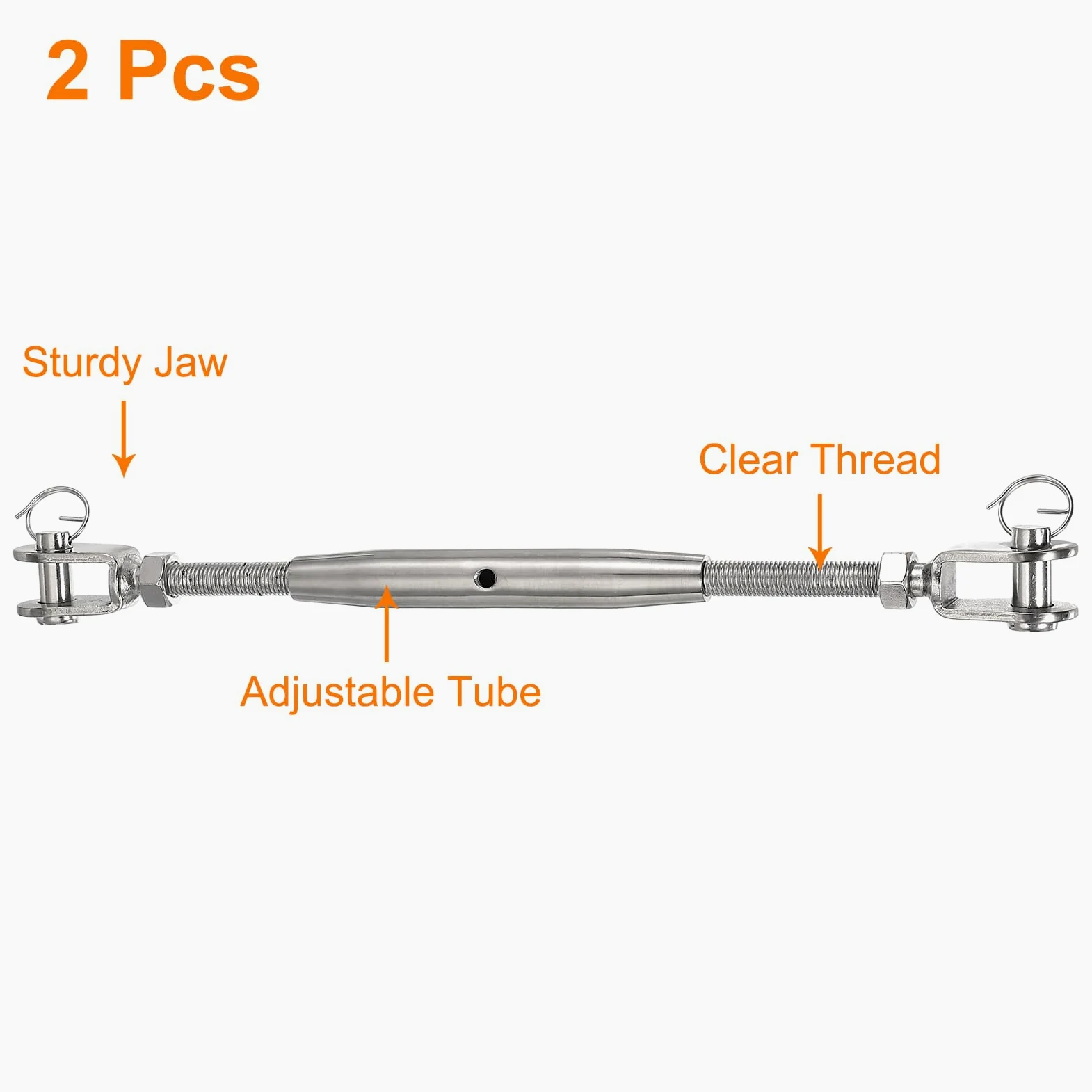QUARKZMAN 2 Piezas M16(5/8") Tensor De Cable De Cuerda De Alambre con Cuerpo Cerrado Y Ojo Y Ojo, Tensor Ajustable De Acero Inoxidable para Vela, Límite De Carga De Trabajo De 5300Lbs