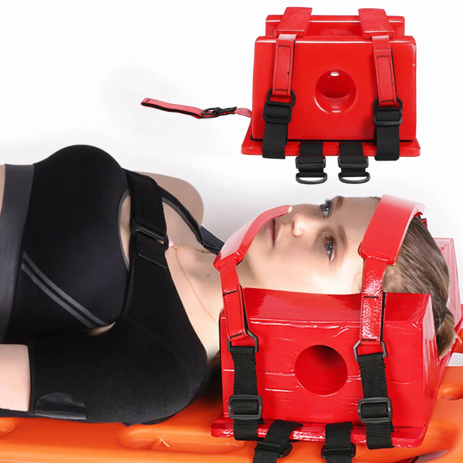 Inmovilizador de Cabeza para Tablero, Algodón NBR Impermeable, Compatible con Rayos X, MRI y CT, con Dos Orificios para Las Orejas, Soporte Cefálico