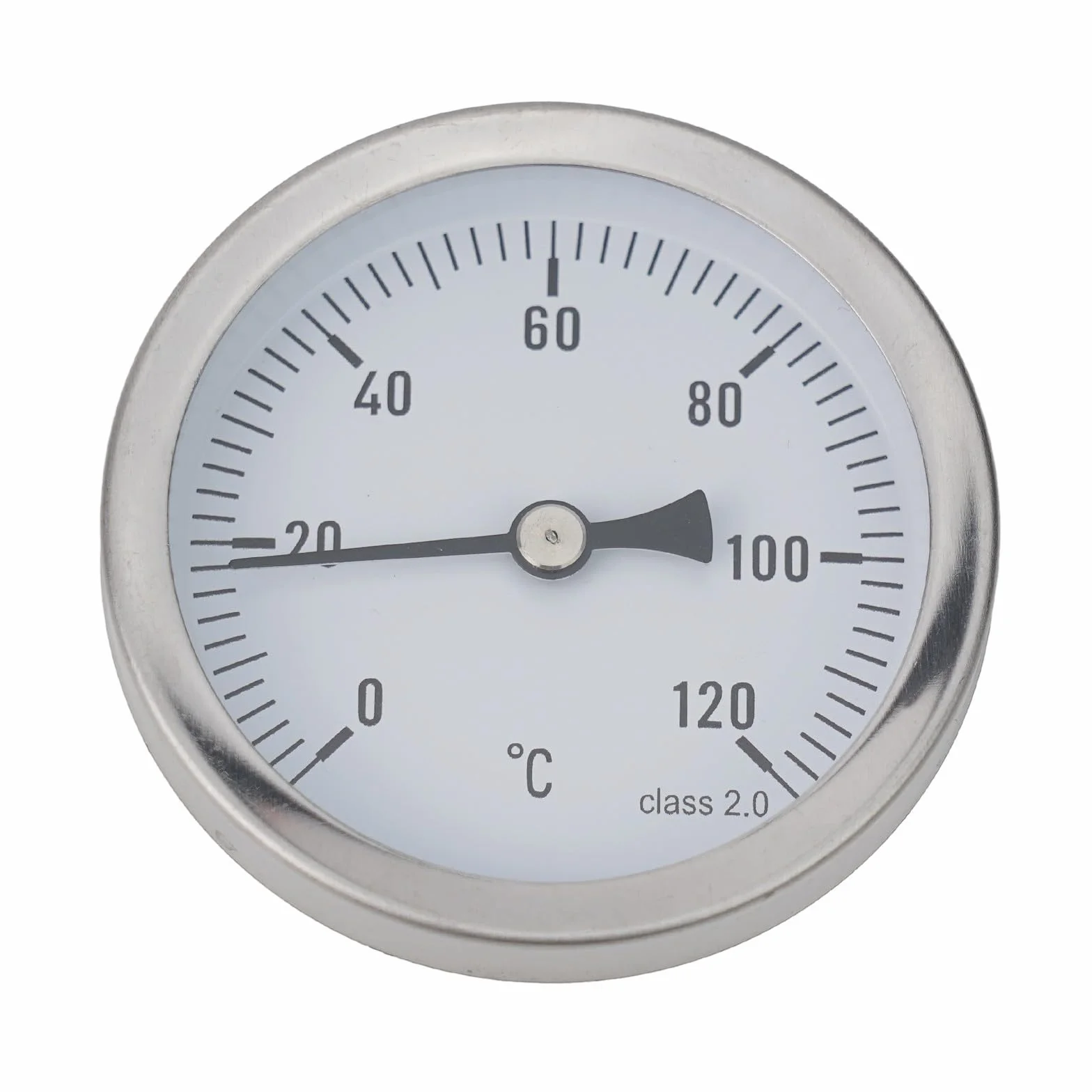 Termómetro bimetálico 63 mm acero inoxidable latón 1/2 pulgada 0-120 °C para calderas