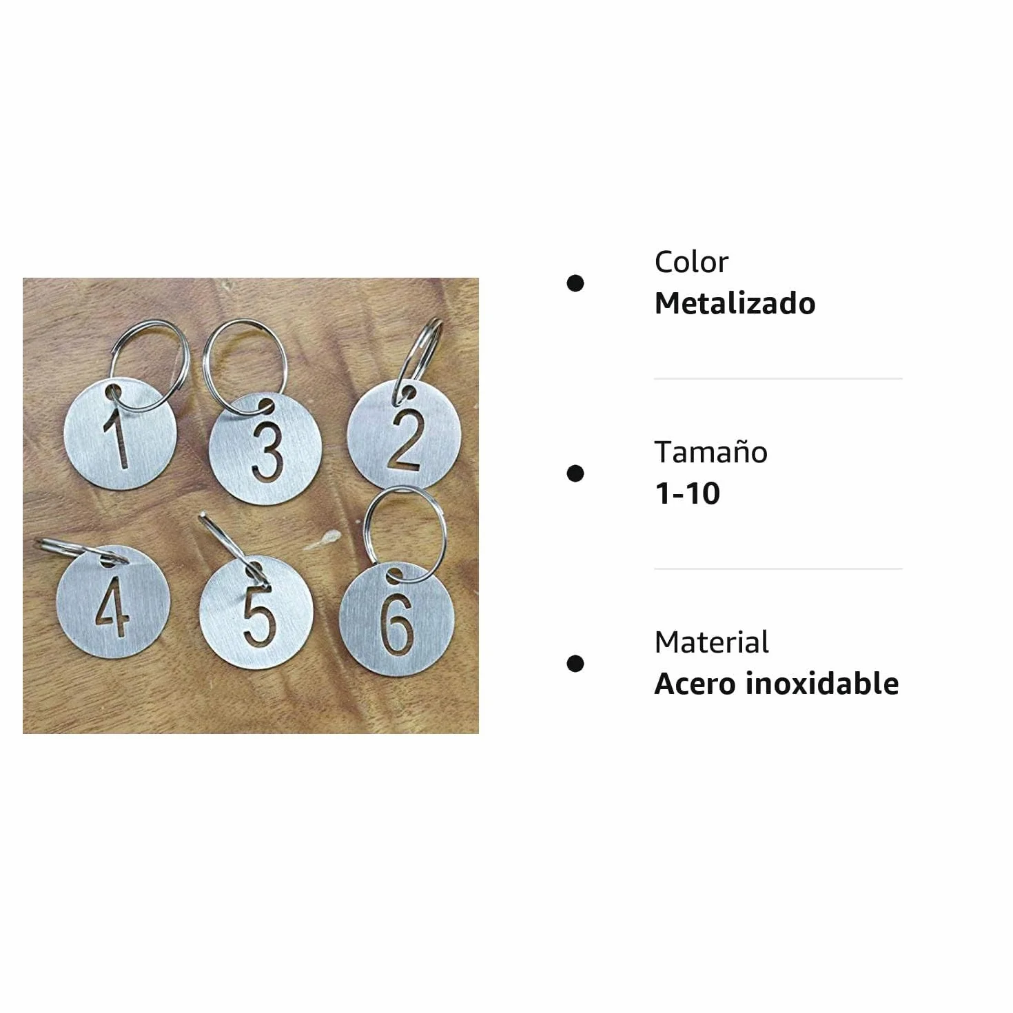 Placas numeradas redondas acero inoxidable 3 cm 1-10