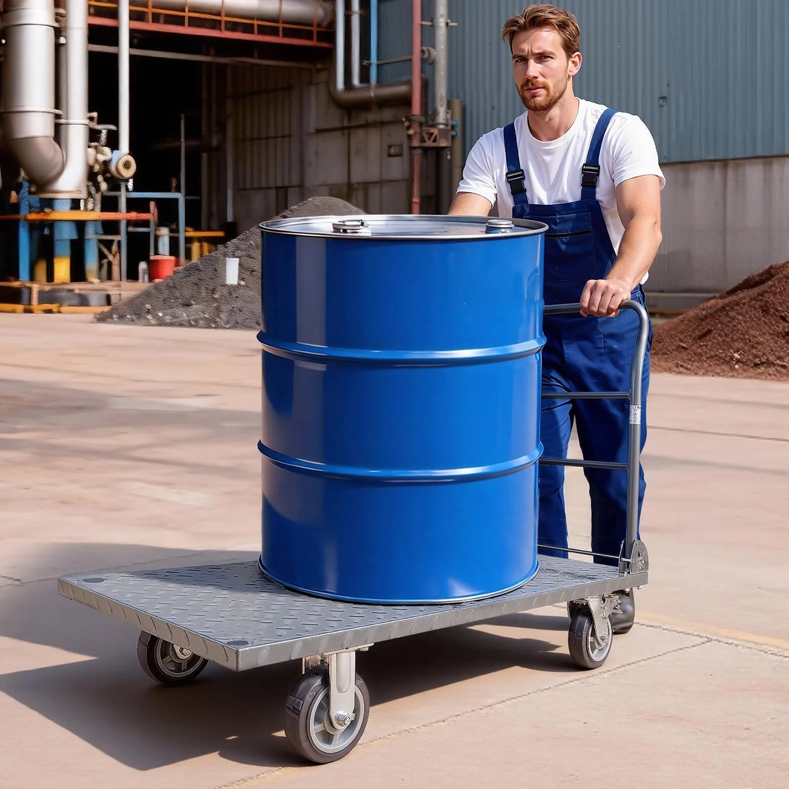 VEVOR Carro Plataforma Plegable de Acero 122 x 61 cm, Carretilla de Transporte Carga de 1202 kg, Carrito Portaequipajes con Plataforma con Ruedas de 152 mm, para Tareas Domésticas, Almacén, Mudanza