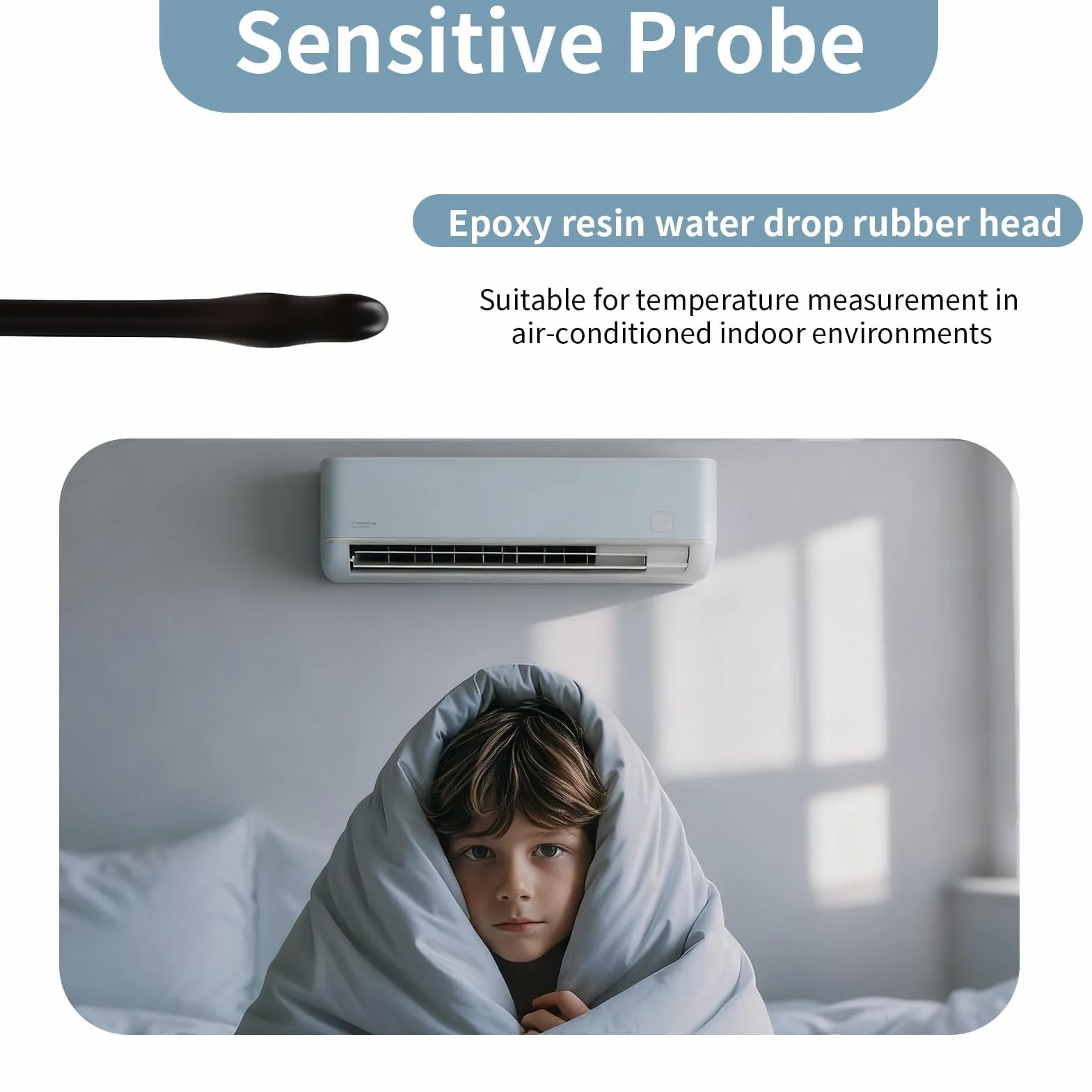 Sondas de Sensor de Temperatura NTC 10K 100cm Termorresistente Impermeable para Aire Acondicionado