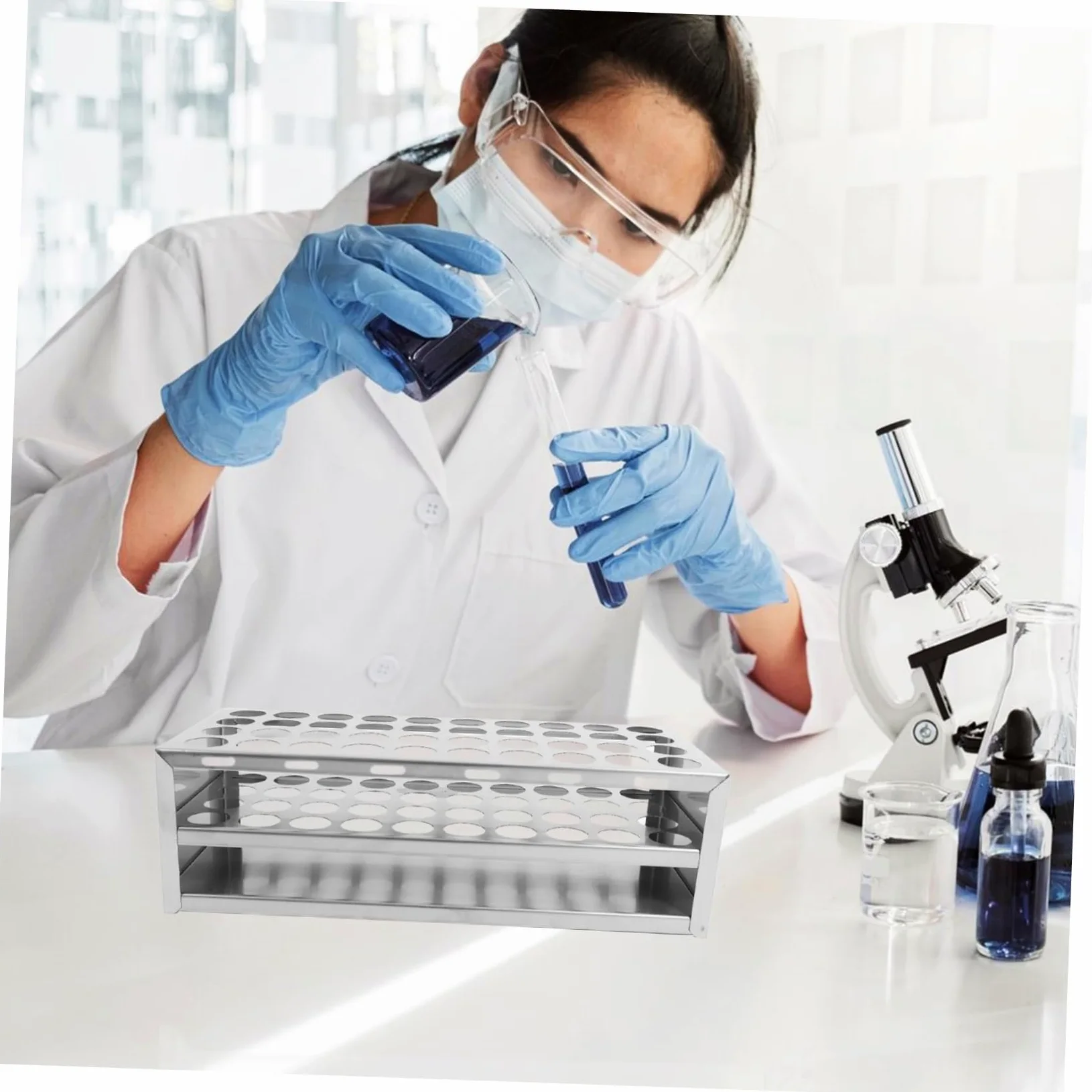 ULTECHNOVO 4piezas Soporte Para Tubos De Ensayo De Ranuras Gradilla De Inoxidable Resistente Para Tubos De Rack Versátil y Fácil De Montar Para Laboratorios y Análisis Experimentales