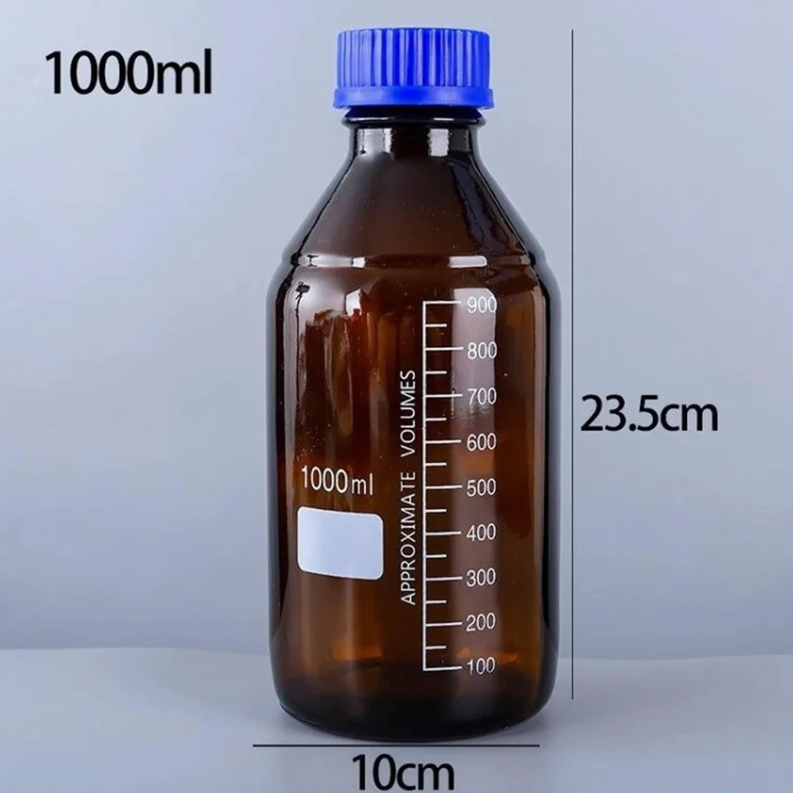 Frasco de vidrio marrón for reactivos y muestras de laboratorio con tapón de rosca, 50-1000 ml (paquete de 9)(1000mL Brown 1pc)