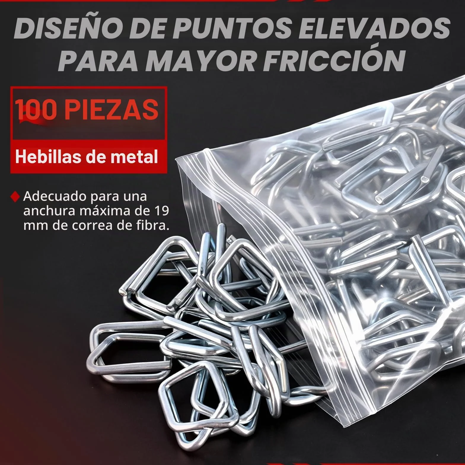 BAOSHISHAN Herramienta de flejado manual, apto para cintas de poliéster flexibles de 13-19 mm (incluye 100 anillas metálicas, 100 metros de cinta y 20 esquinas protectoras para embalaje)