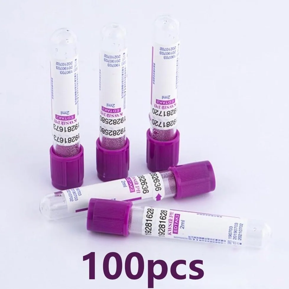 Tubos de extracción de sangre de laboratorio, paquete de 100 unidades para investigación médica y uso de diagnóstico