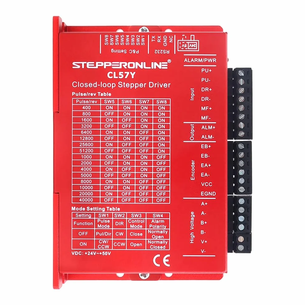 STEPPERONLINE Motor paso a paso de bucle cerrado de 1 eje CNC KIT 3.0 Nm/4225 onzas en 5.0A Nema 23 Motor con cables de 1.5 metros y controlador paso a paso de bucle cerrado de 0-7.0 A 24-50 V CC