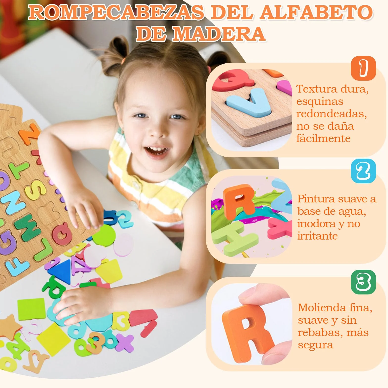 ZOCONE Puzzle Madera Letras y Numeros Rompecabezas Alfabeto Juguetes Niños Montessori Juegos Educativos 1 2 3 4 Años Regalo