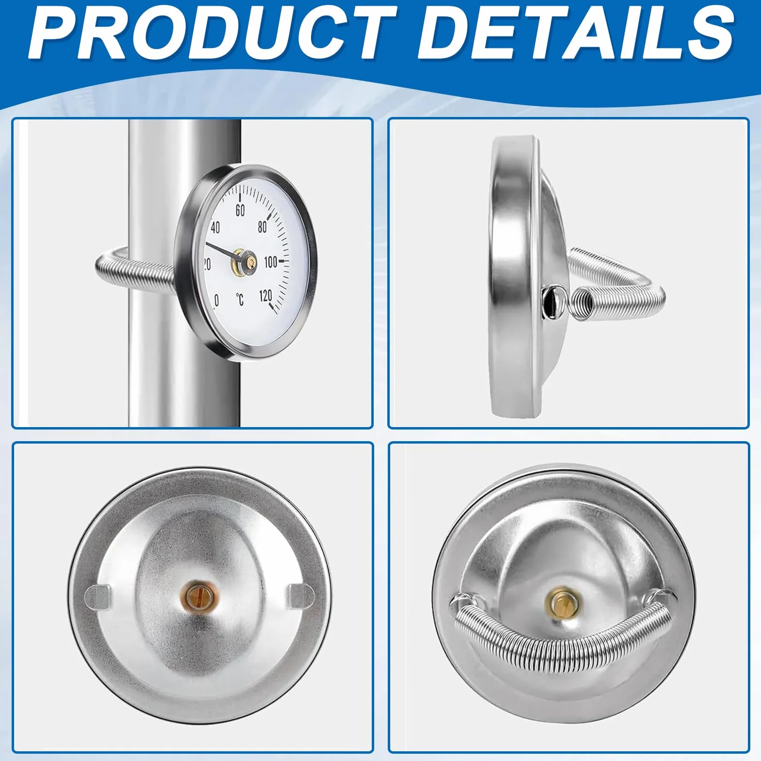 Clip On Termómetro Tubo Calentador 0-120 ℃ 63mm Indicador de Temperatura