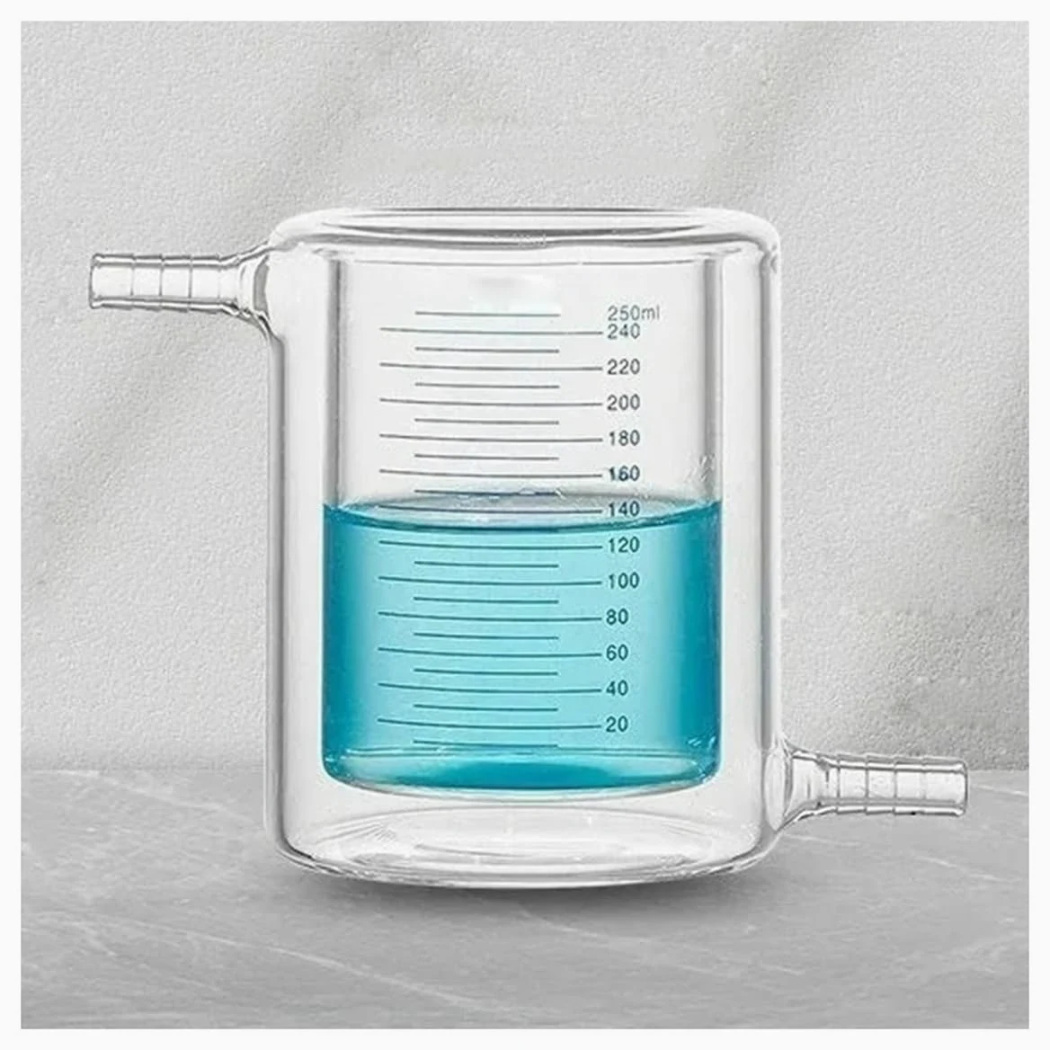 Vaso de precipitados con camisa de doble capa de 10 ml a 1000 ml, vaso de precipitados experimental con camisa de laboratorio de vidrio de borosilicato alto(250ML)