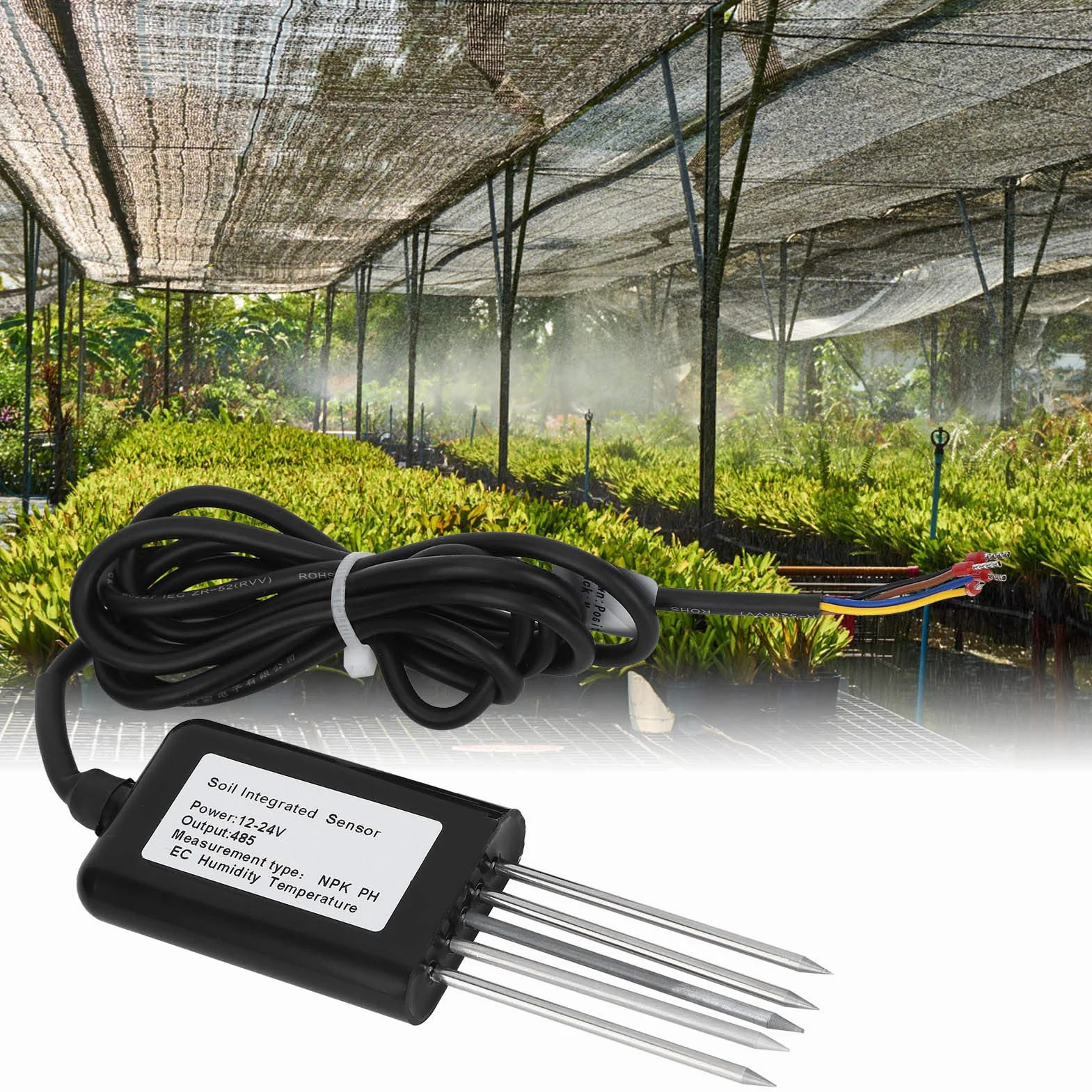 Detector de Conductividad con Sensor RS485 Multiparámetro de Suelo de 5 Pines para Riego con Ahorro de Agua de Flores y Verduras