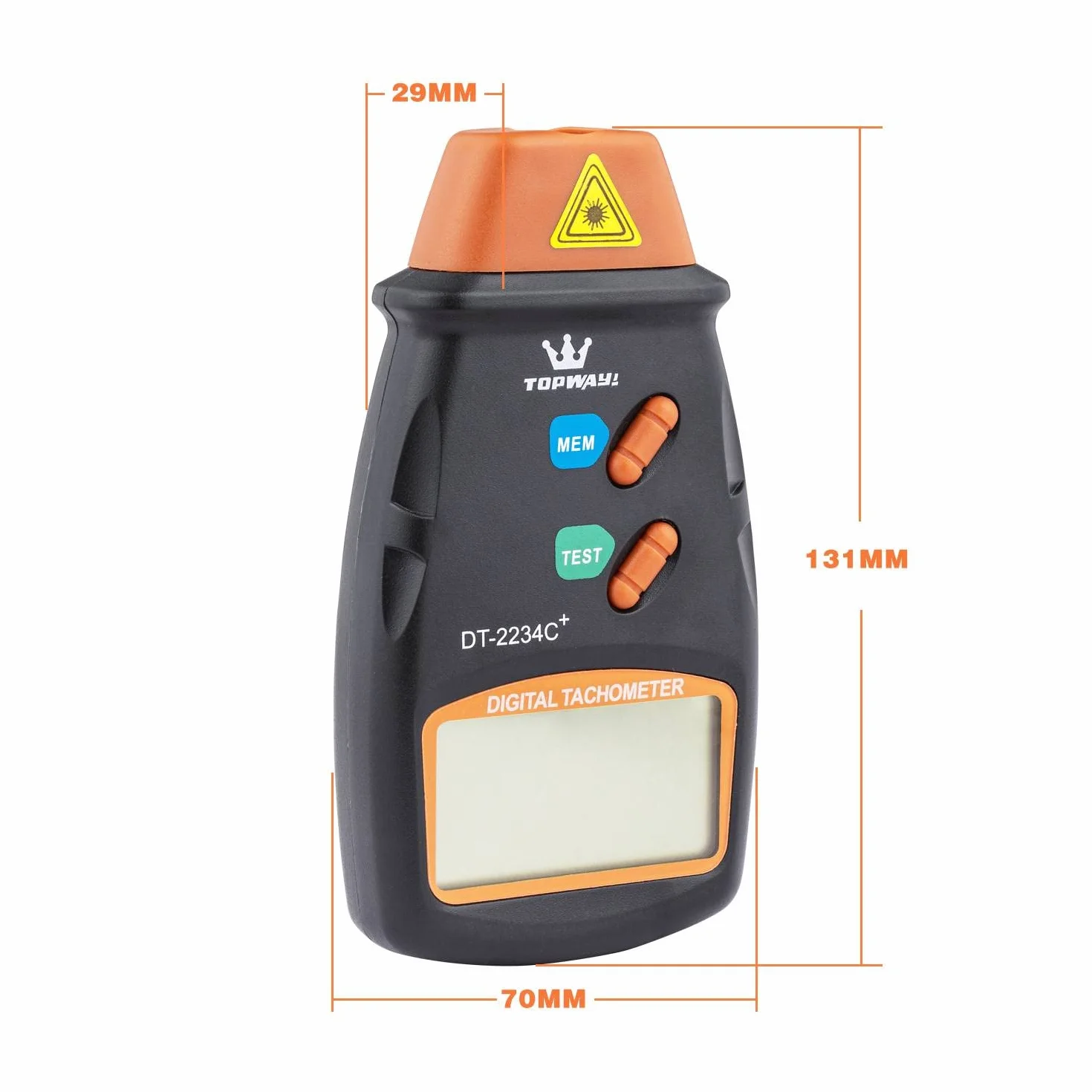 TOPWAY Tacómetro Digital sin Contacto LCD 2,5-99 999 r.p.m. para Motores
