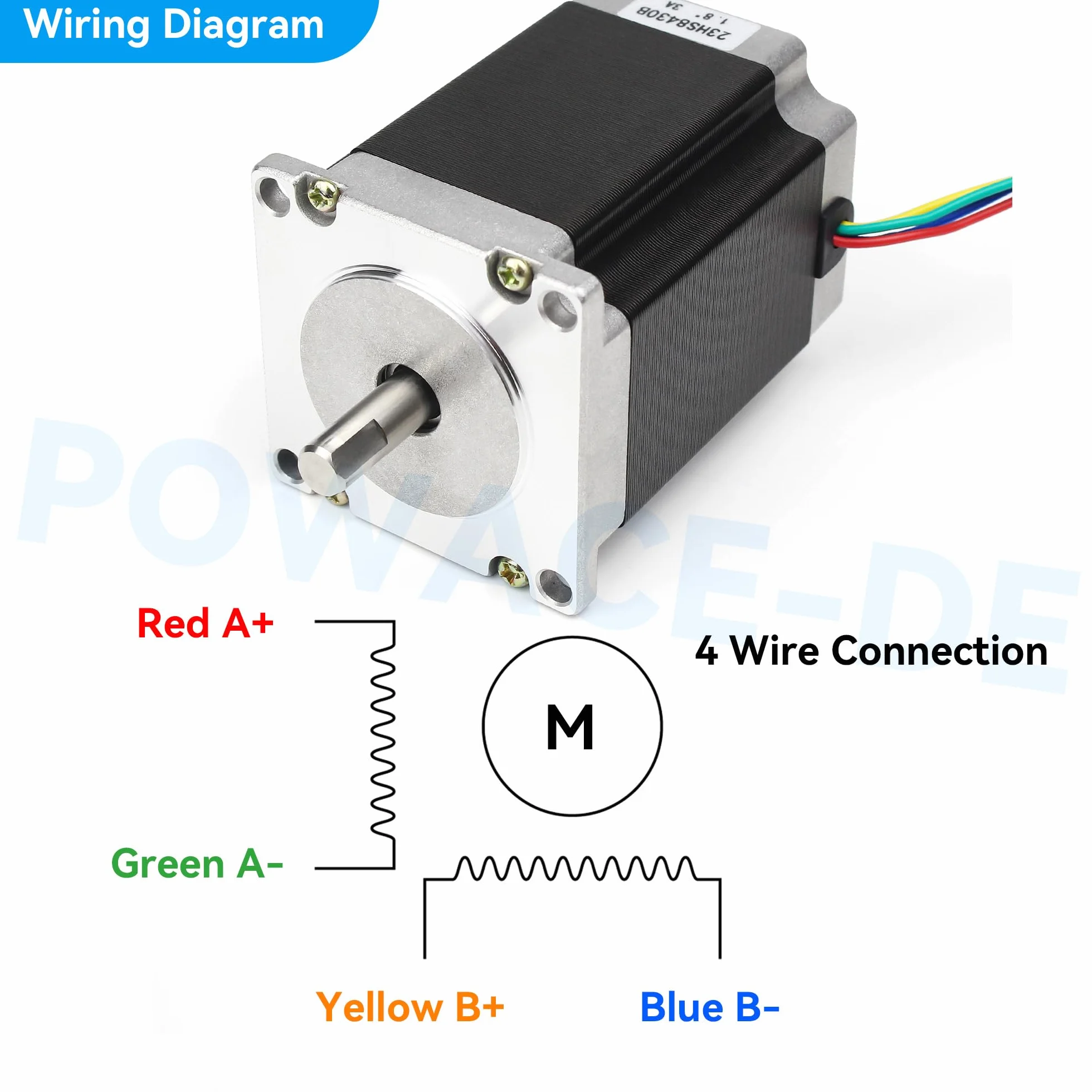 RATTMMOTOR Motor paso a paso Nema 23, motor paso a paso de doble eje de 4 hilos, 3 A, 1,8 Nm (270 oz.in) 2 fases, 1,8 grados, 57 x 57 x 76 mm, 4 cables para impresora 3D/fresadora CNC (23HS8430B)