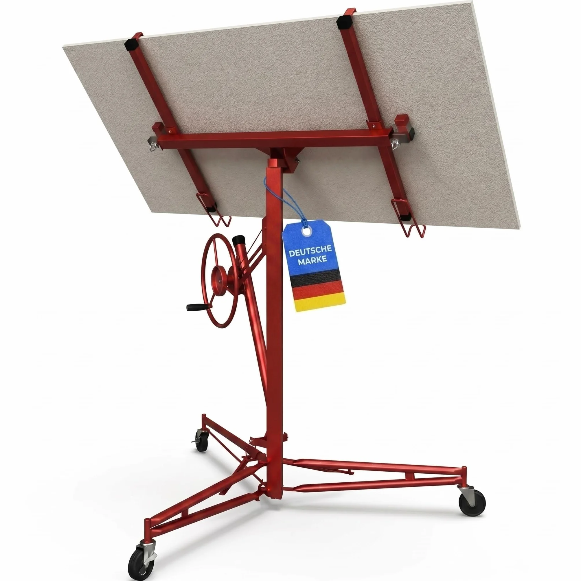 Werkthor Elevador de placas XXL de hasta máx. 68 kg, altura 140-350 cm, elevador de placas de yeso para placas de yeso y placas de yeso, elevador de placas de yeso con 3 ruedas y freno de