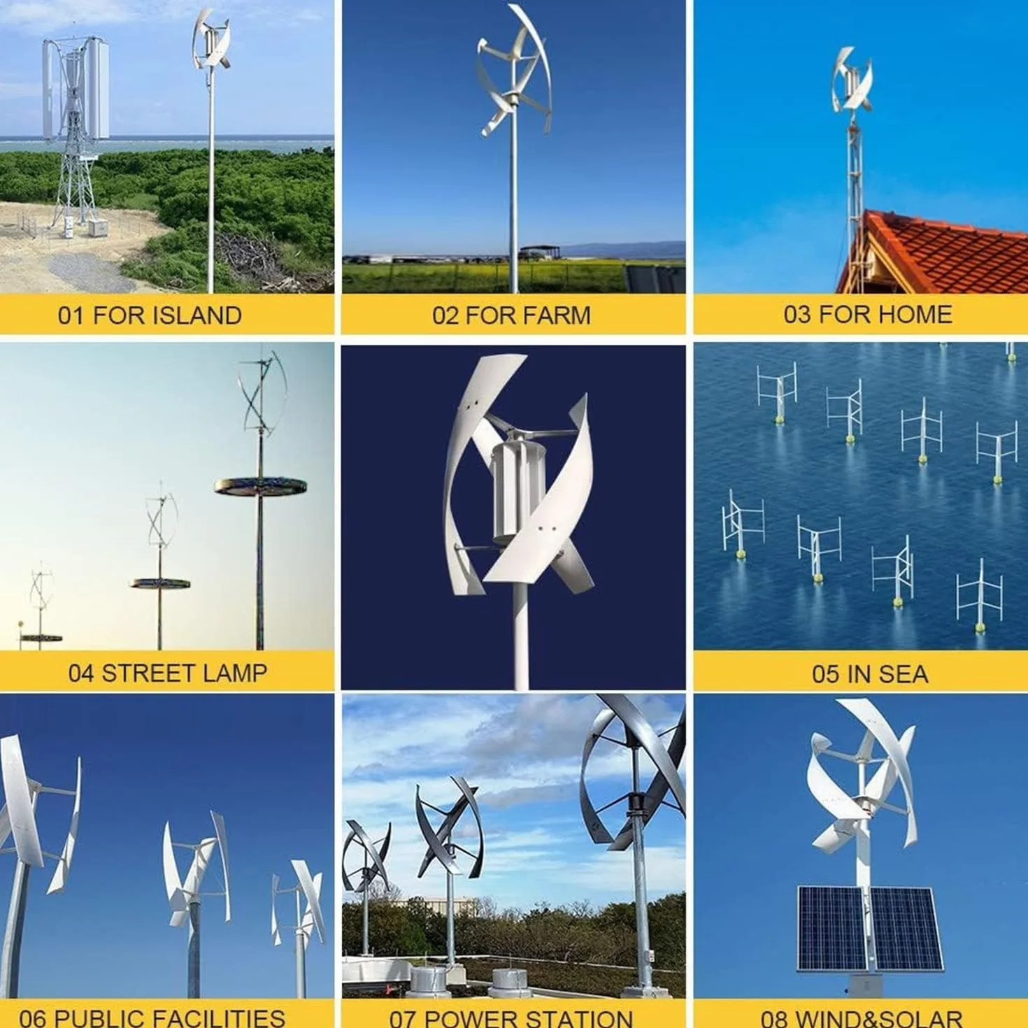 Turbina Eólica Vertical Kit Completo 20000W Generador Viento Jardín Instalacion Eolica Domestica Aerogenerador Eólica Trifásico AC Turbina Eólica de Viento Vertical con Controlador(220V)