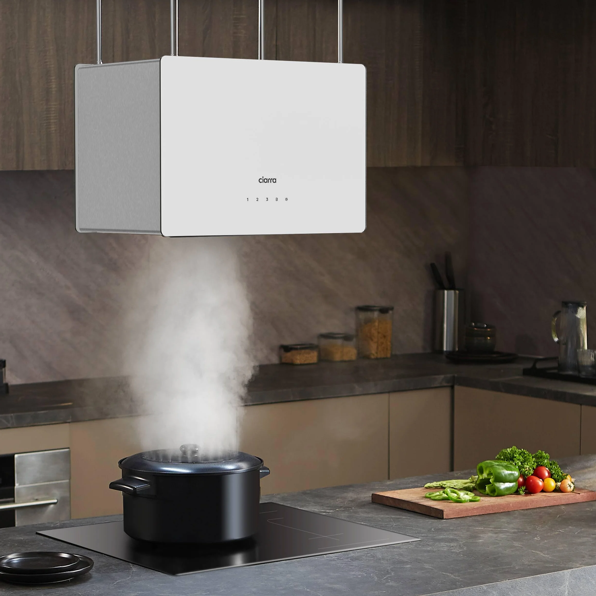 CIARRA CBCS4850 Campana Extractora Isla 48cm 700m³/h WiFi Control Táctil Clase A+++ Blanco