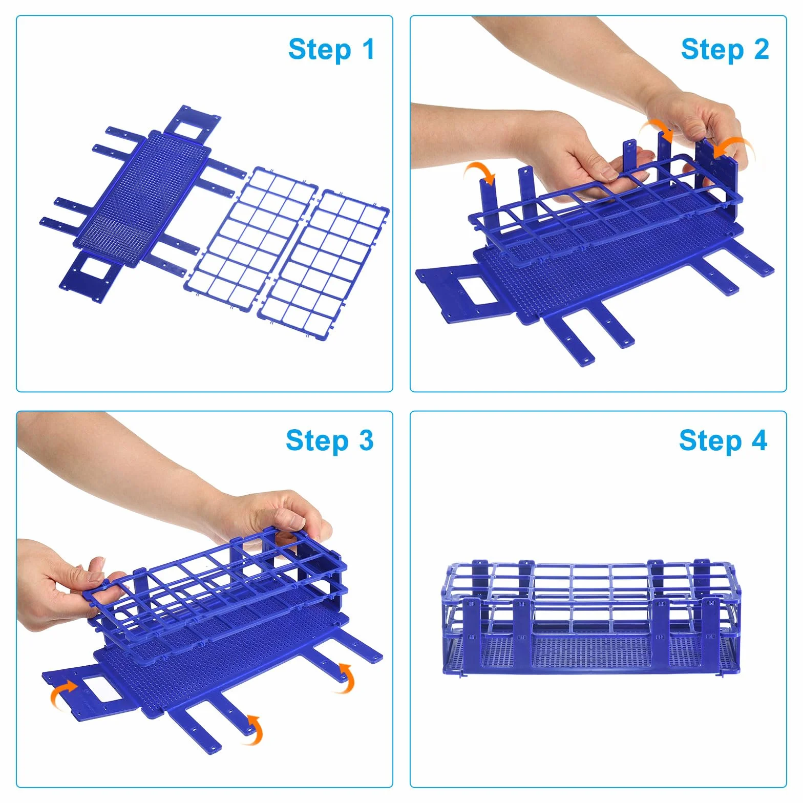 PATIKIL Soporte Para Tubos Ensayo 40 Agujeros 4 Piezas Plástico Desmontable 20 Mm Azul