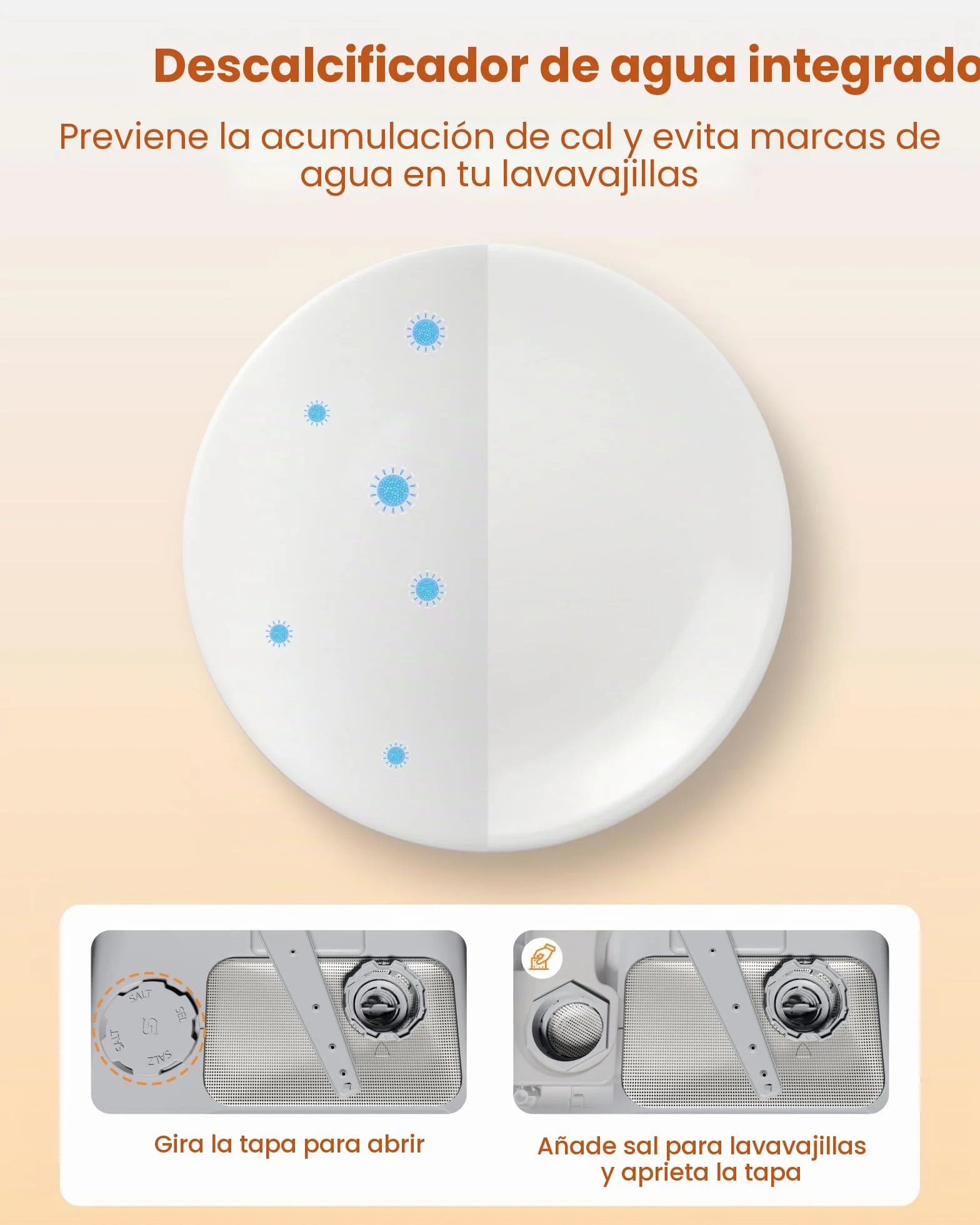 HAVA Lavavajillas encimera 2025 ablandador agua eficiencia energética 8 programas lavado bloqueo infantil inicio diferido