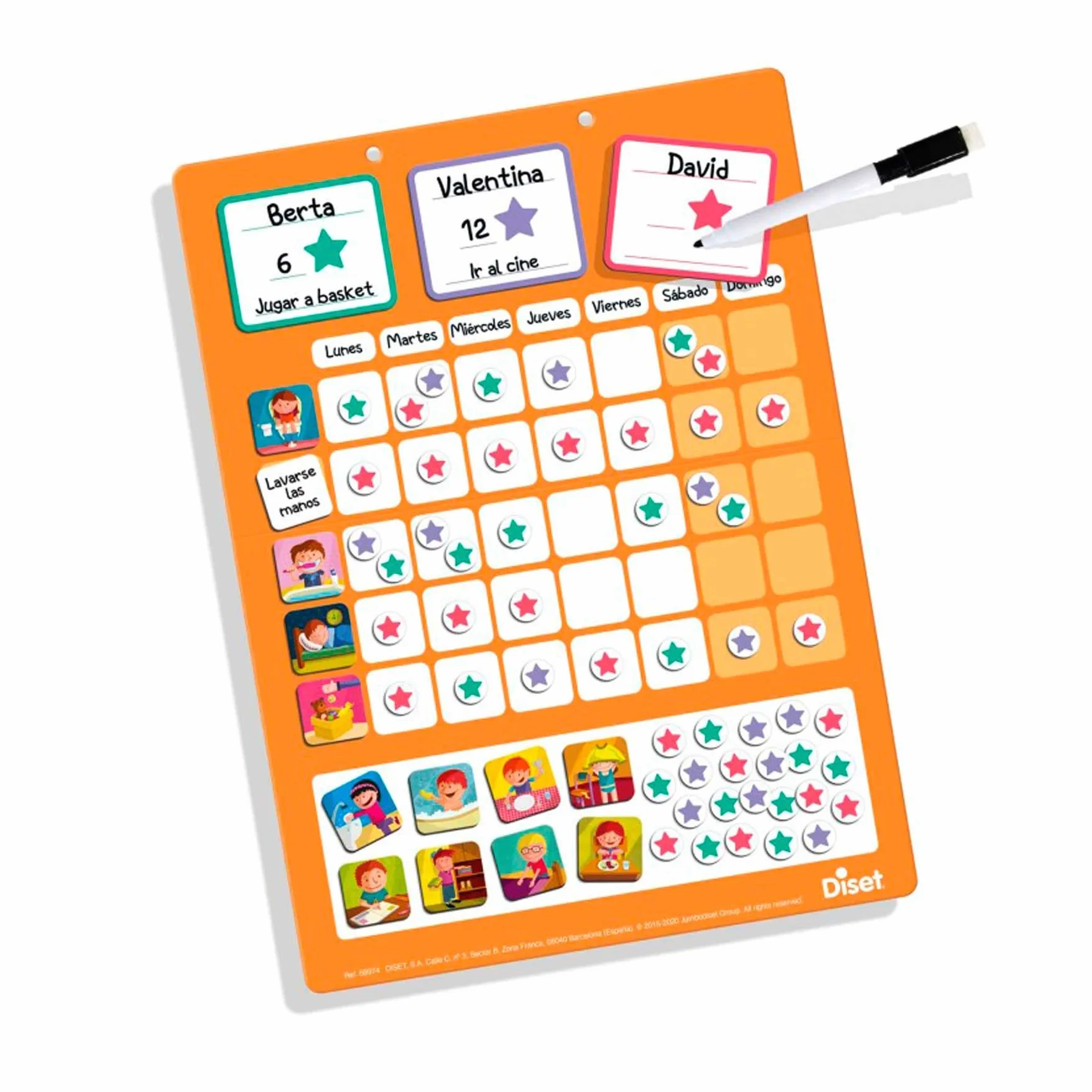 Diset Tabla de Recompensas Juego Educativo para Buen Comportamiento Niños 3 años 33x26x5,2