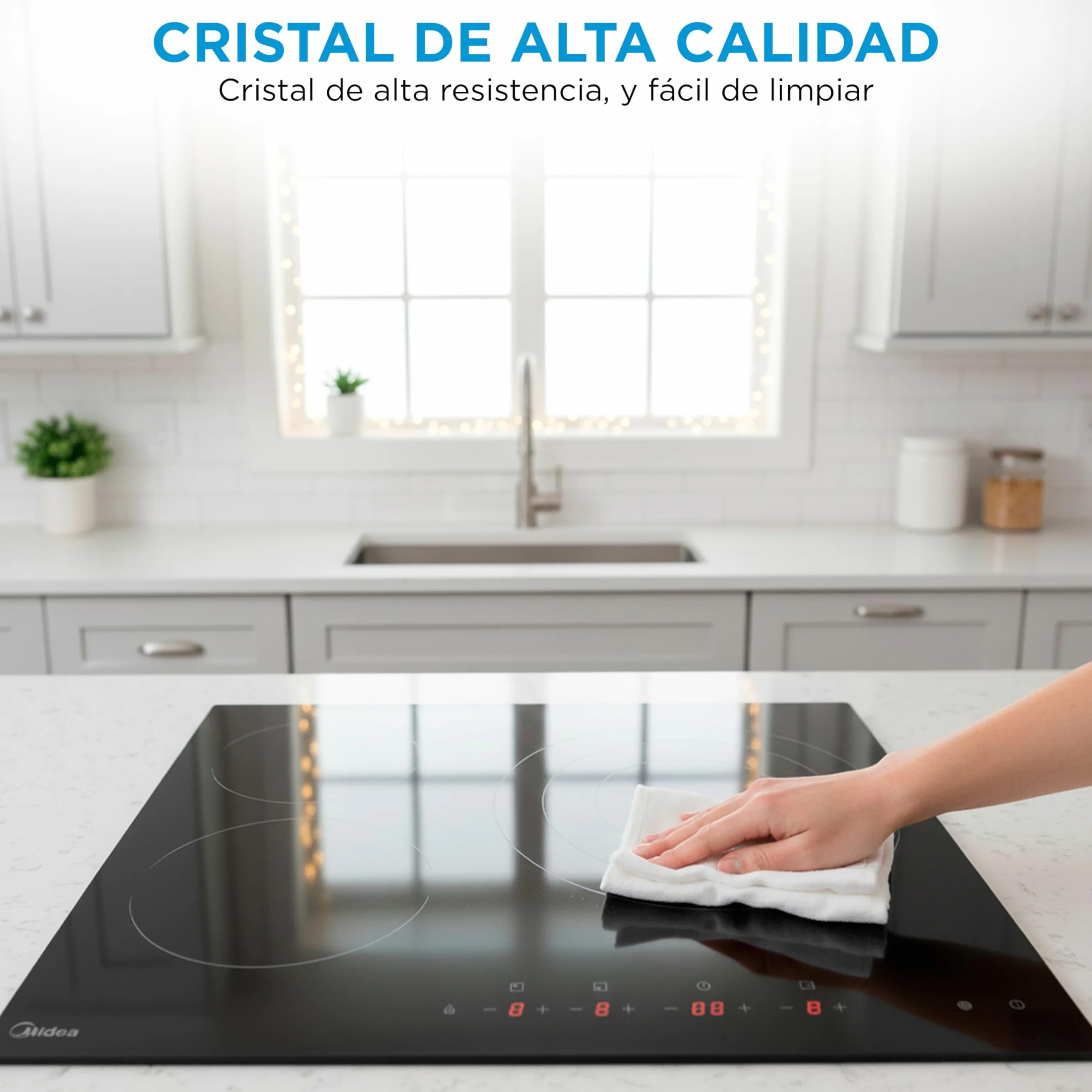 MIDEA Placa Vitrocerámica 3 Fuegos 6200 W Integrada con Panel Táctil y Temporizador