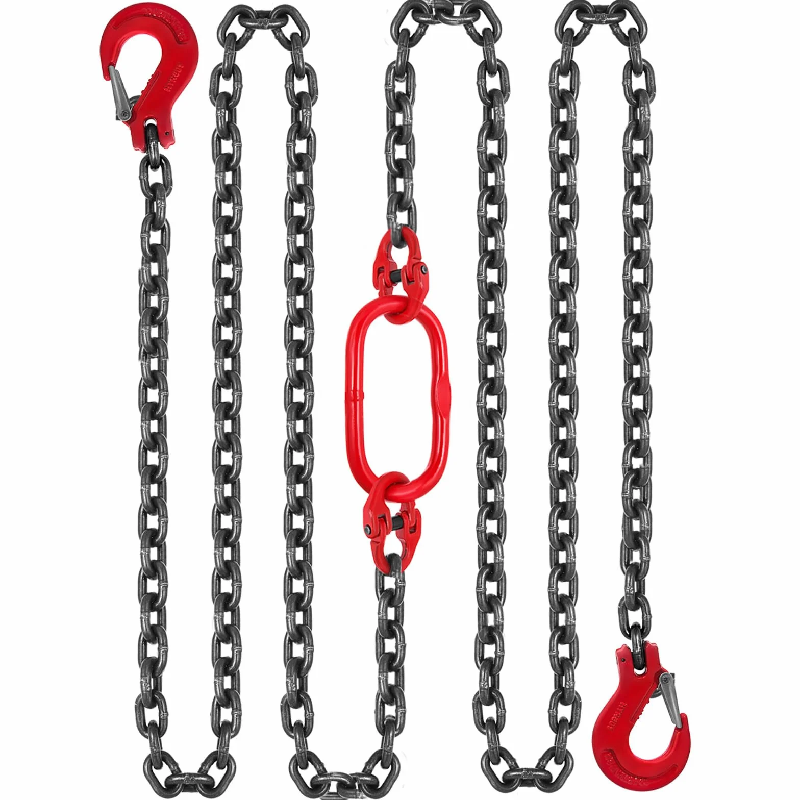 VEVOR Eslinga de cadena de 10 mm 1,5 m patas dobles G80 4 T ganchos de acero para elevación