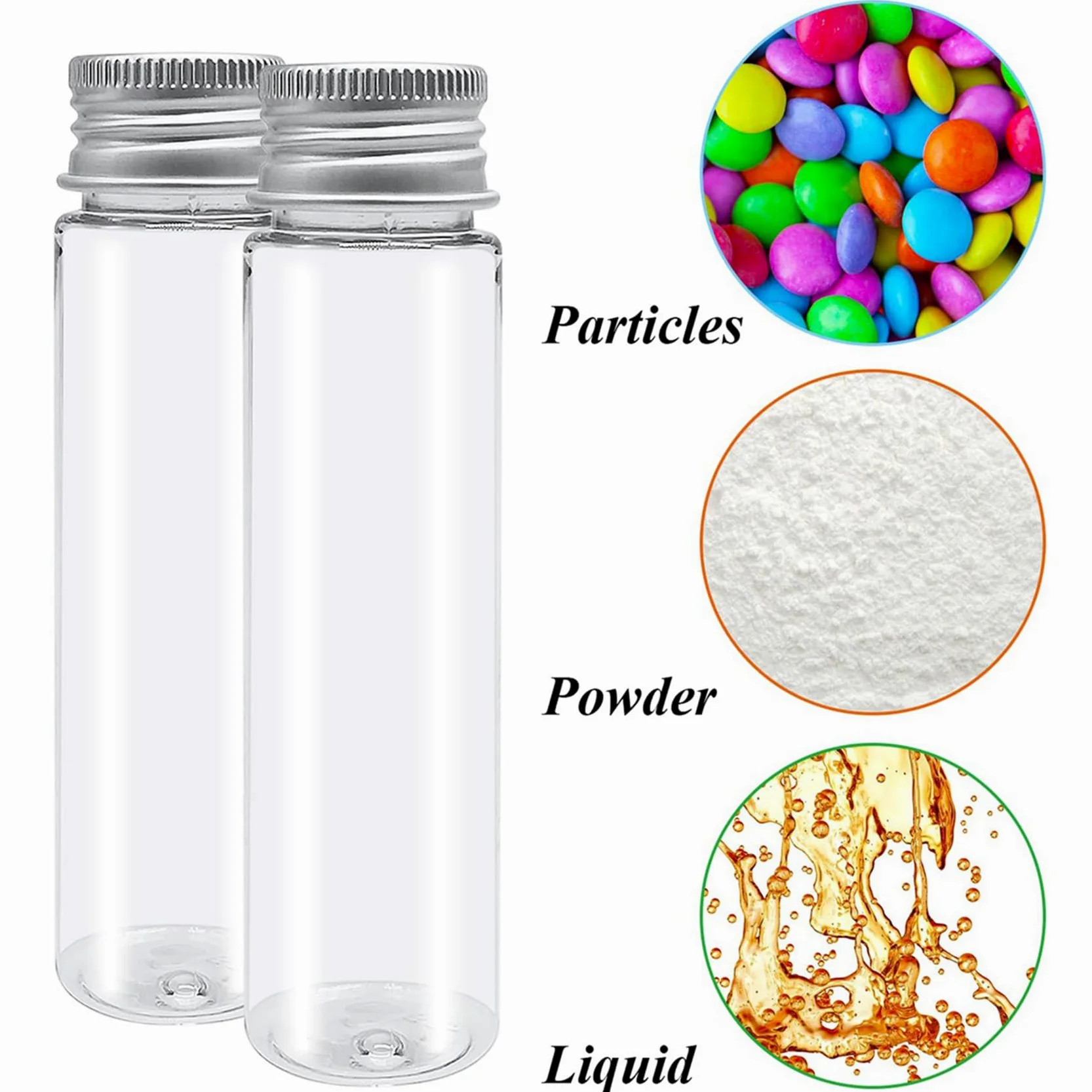 Tubo de Ensayo de Plástico de 90 Piezas de 110 Ml, Tubos de Ensayo Planos Transparentes, Tubos de Ensayo de Plástico con Tapas de Rosca para Dulces, Frijoles, Decoración de Fiesta