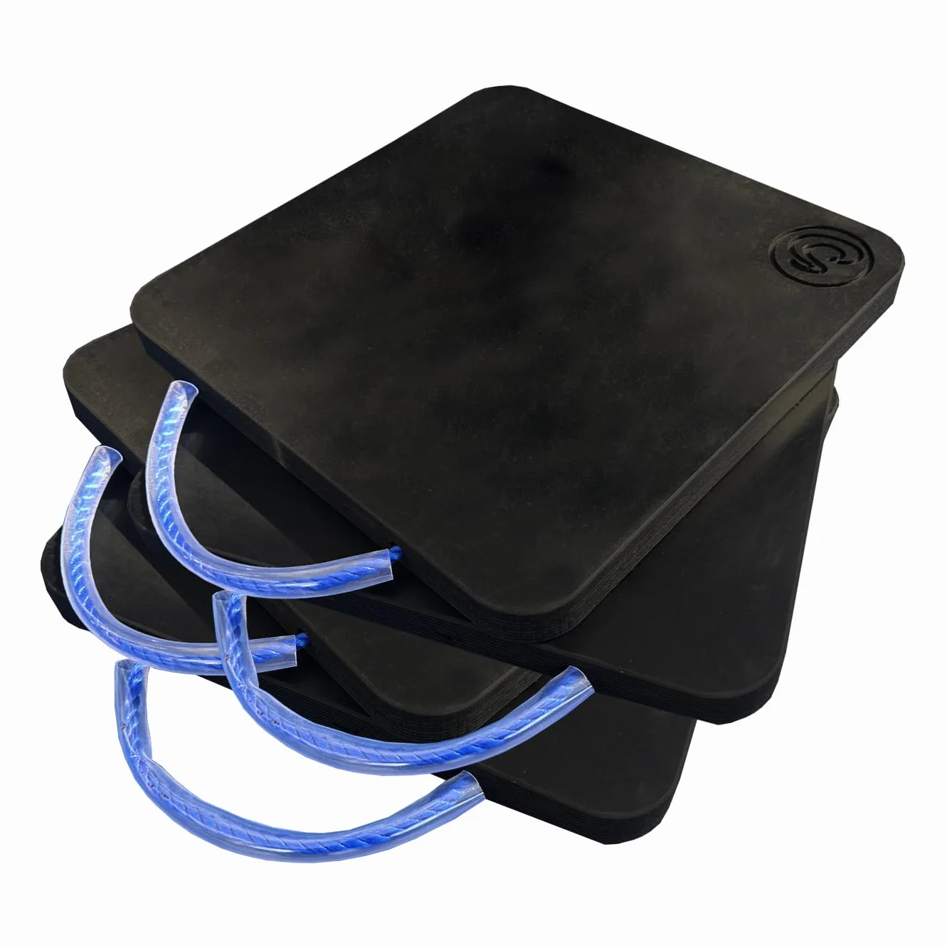 Kit de 4 estribos de 30 x 30 x 4 cm para estabilizadores de grúa, bases de apoyo para grúa, de polietileno negro, fáciles de transportar (300 x 300 x 40 mm)