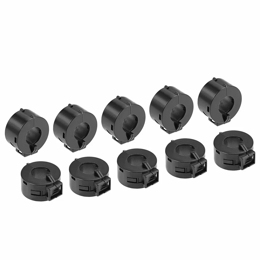 sourcing map Clip de cable de filtro de supresión RFI EMI, núcleo de ferrita 15 mm, negro, 10 piezas