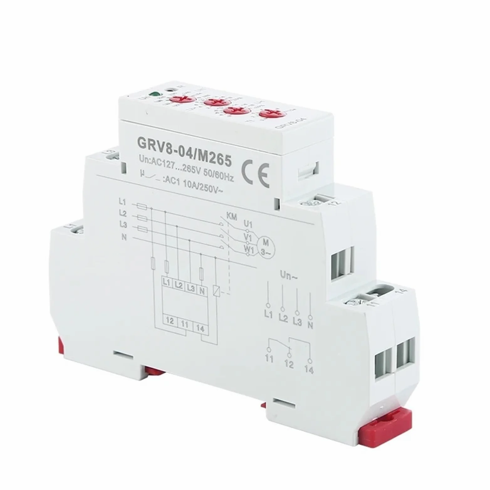 GRV8-04 Relé de control de voltaje trifásico Secuencia de fase Fallo de fase Protección contra sobretensión y subtensión 1 unidad(GRV8-04 M265)