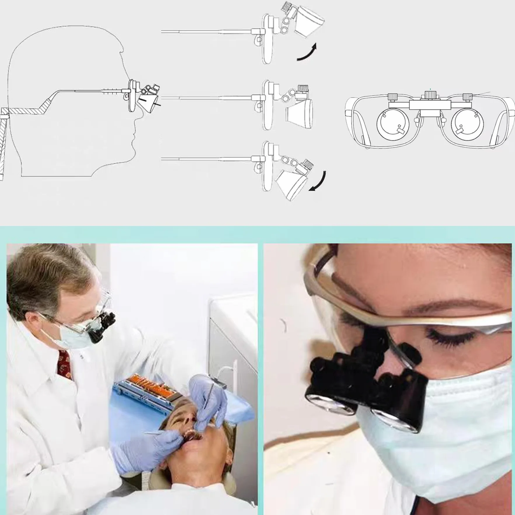 Gafas Lupa Quirurgicas Lupas Dentales,Binocular Loupes Lupa,Flip-Up Ergonómico para Dentistas, Reparación Electrónica y Uso Profesional Diario(Nero)3.5X420mm