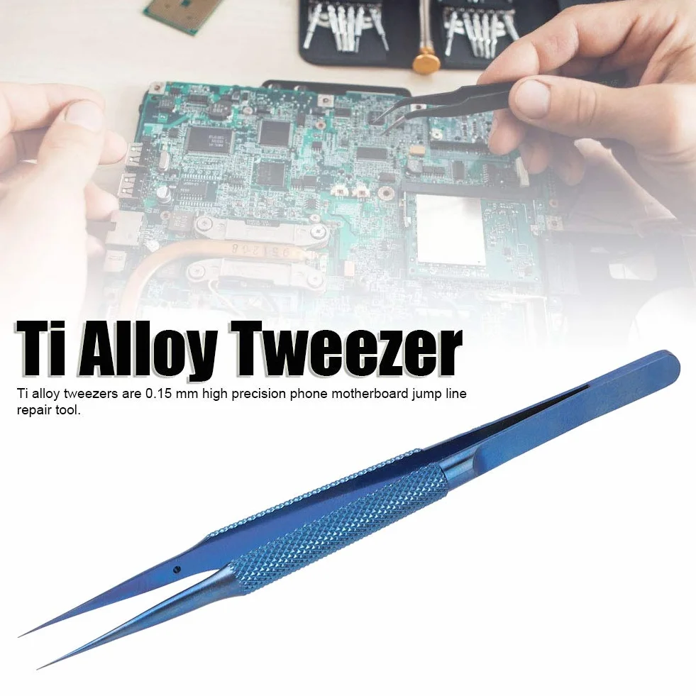 Fafeicy Pinzas de Precisión Aleación de Titanio 5,5 Pulgadas Antiestáticas Punta Ultrafina para Electrónica Soldadura