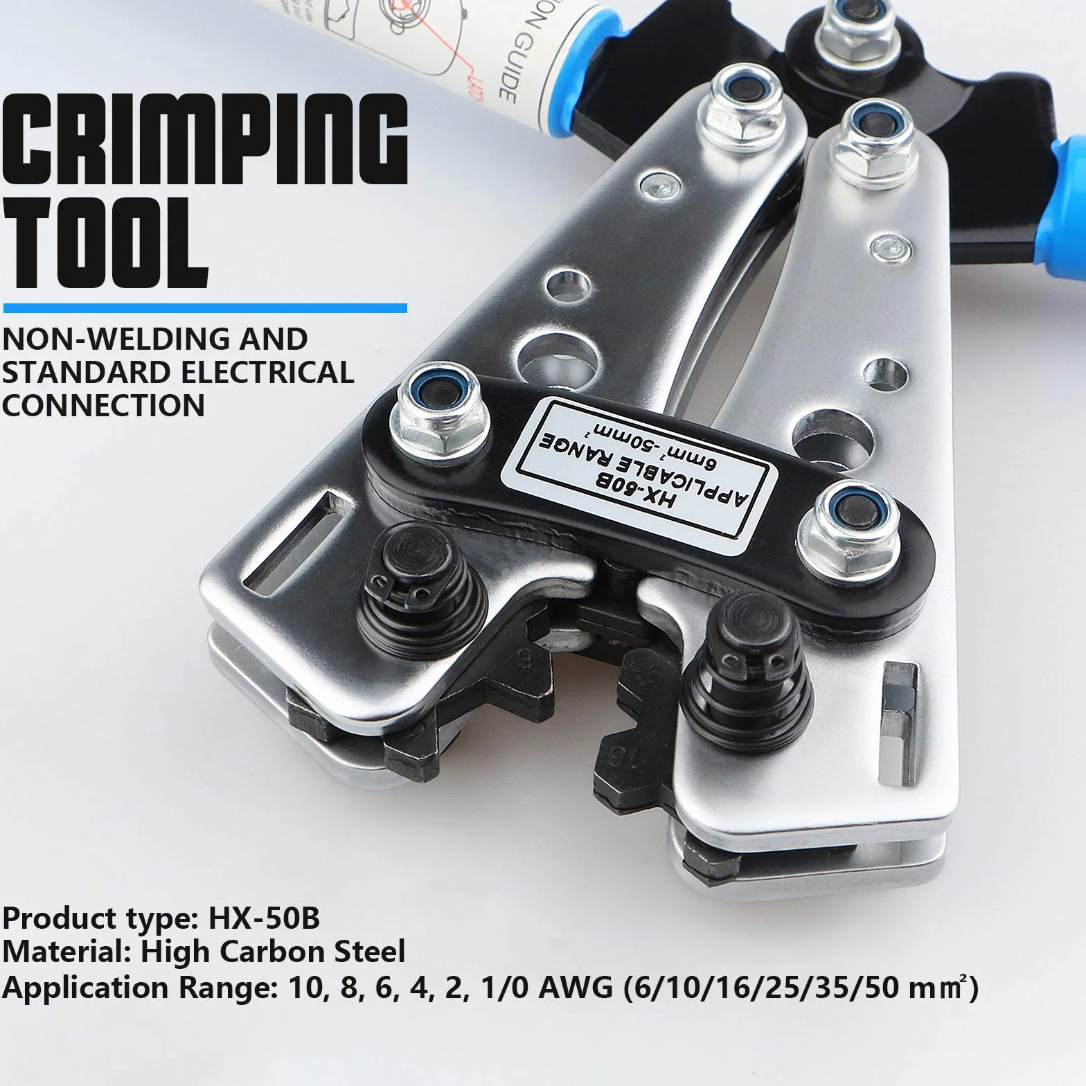 Toolwiz Alicates de Terminals Crimpadora 6mm² ~50mm² 1/0-10 AWG Herramienta para Cortar y Presionar Cables