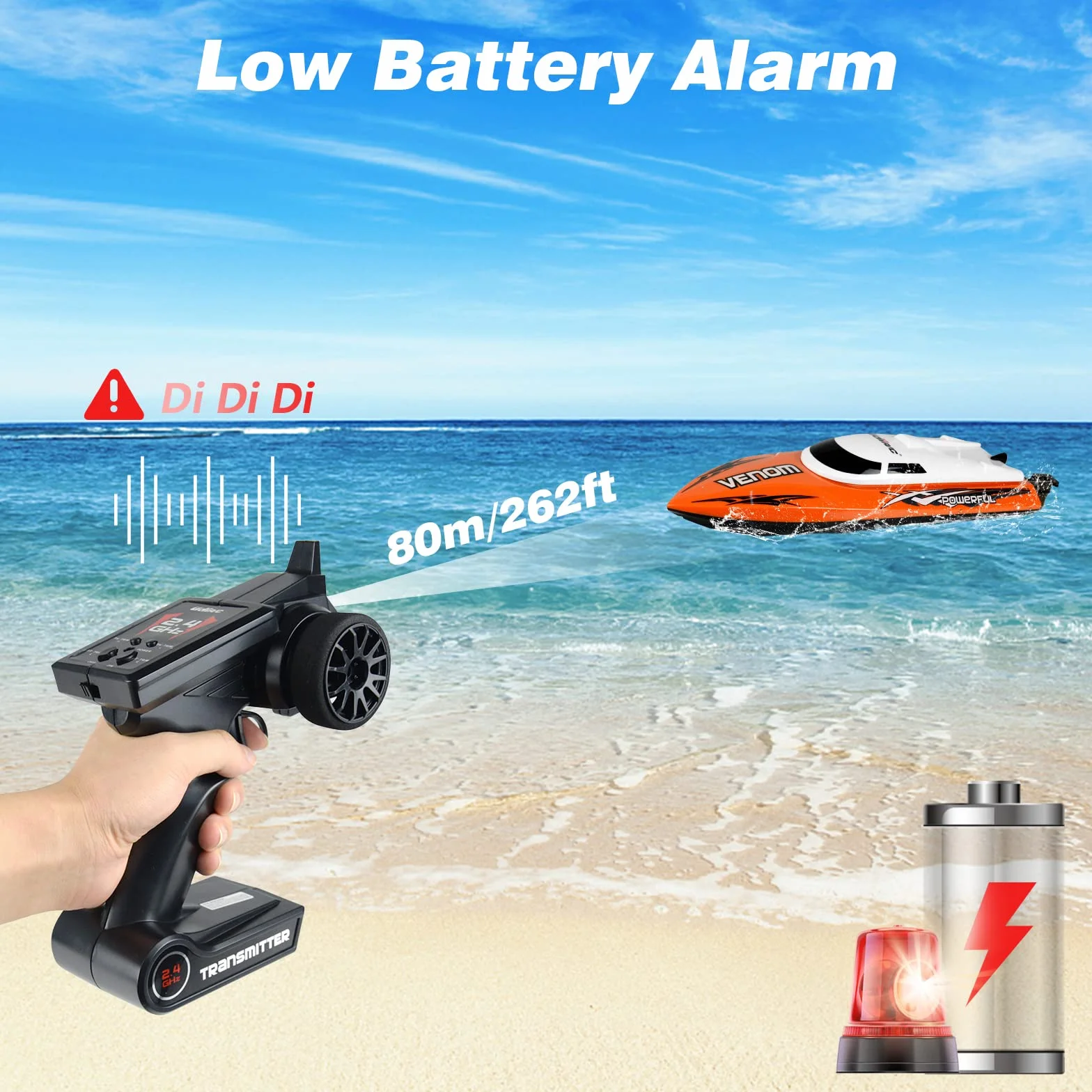 Ulifance Barco teledirigido para piscinas 25 km/h naranja