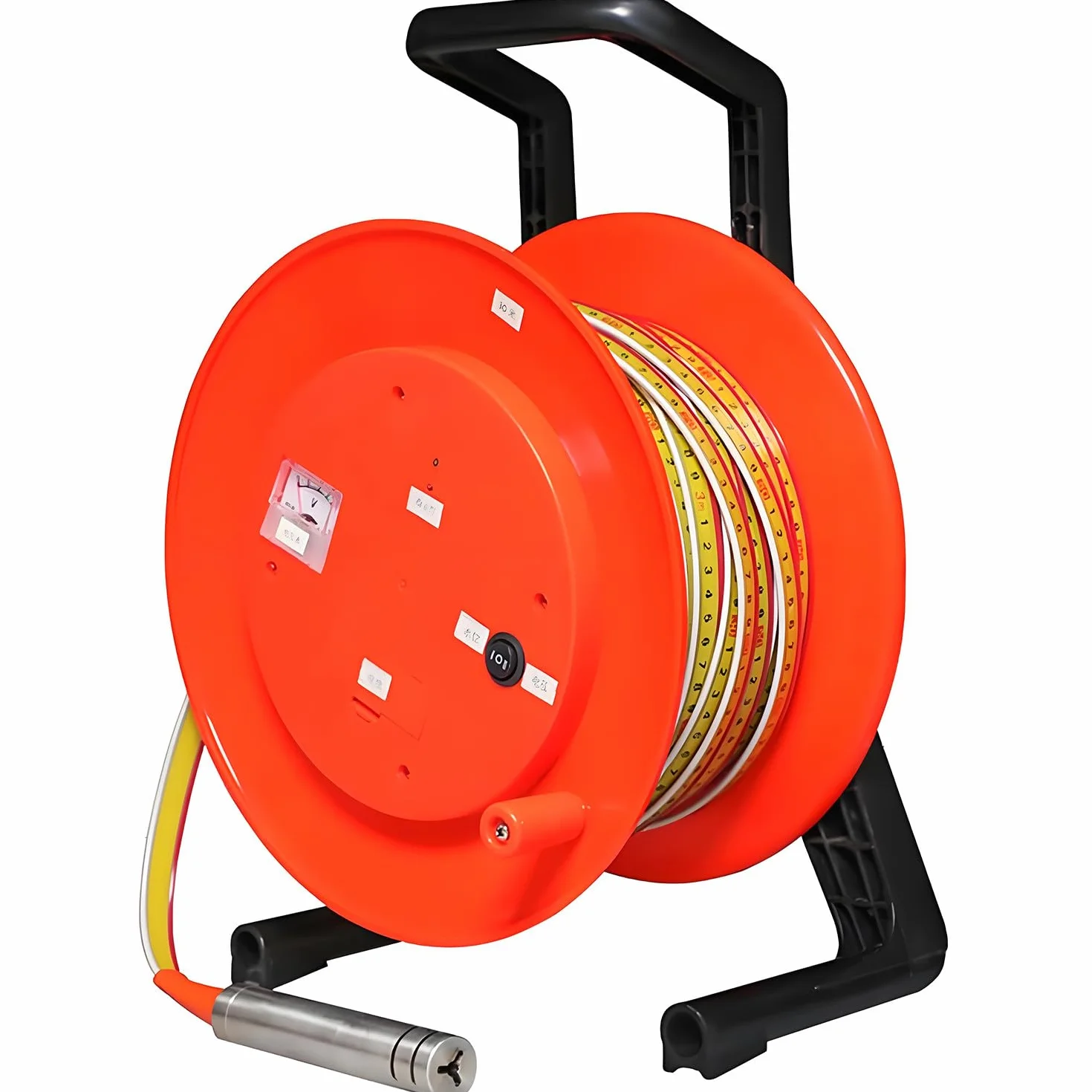 Medidor de nivel de agua subterránea, sonda de acero inoxidable y cinta métrica, medidor de profundidad de agua con zumbador y voltímetro para monitoreo de pozos y depósitos de hasta 150 m