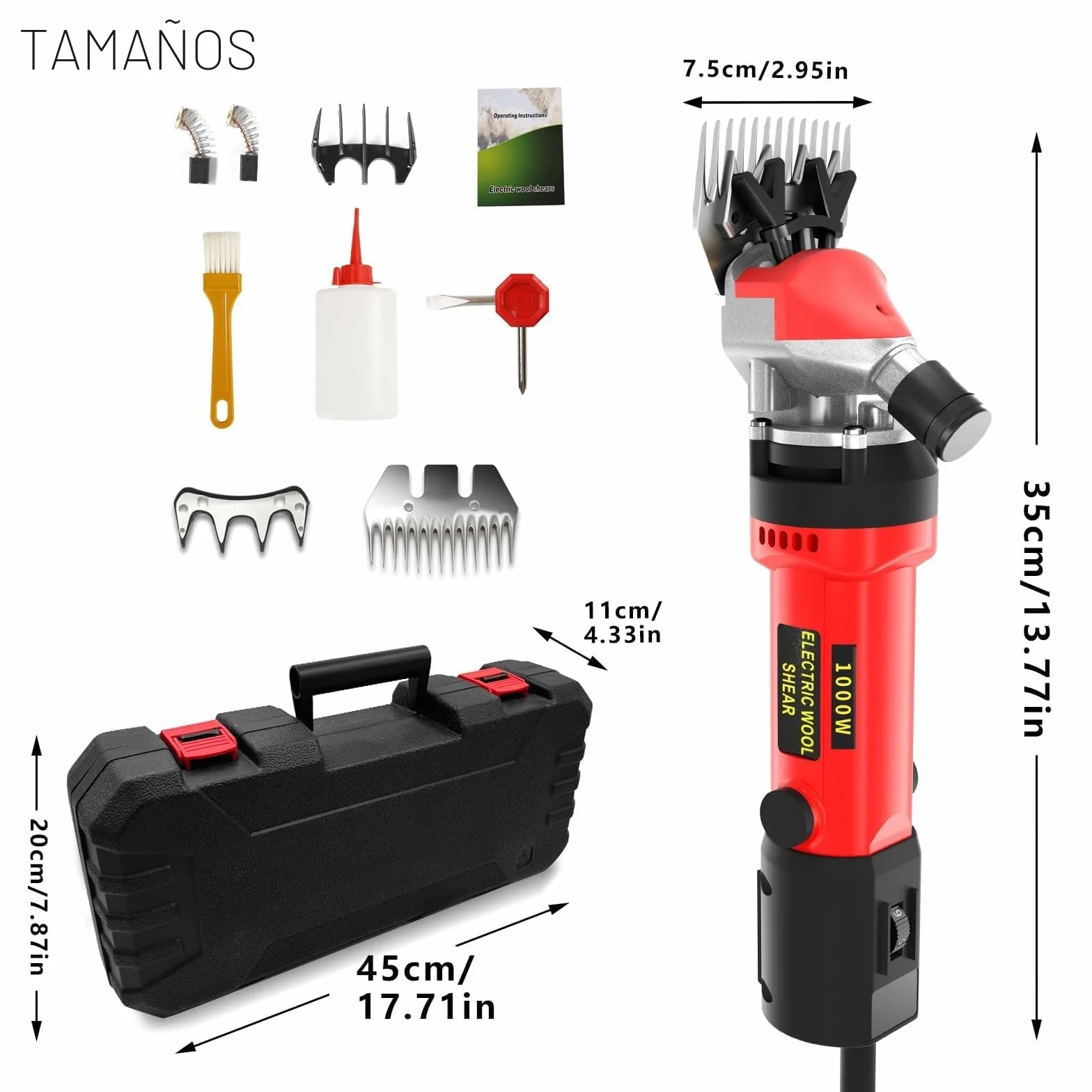 1000W Esquiladora Ovejas, Esquiladora Eléctrica con 6 Velocidades Ajustables, Cortapelos Eléctrico con Estuche de Transporte, Máquina de Esquilar Eléctrica para Ovejas Ovino Alpacas Cabras