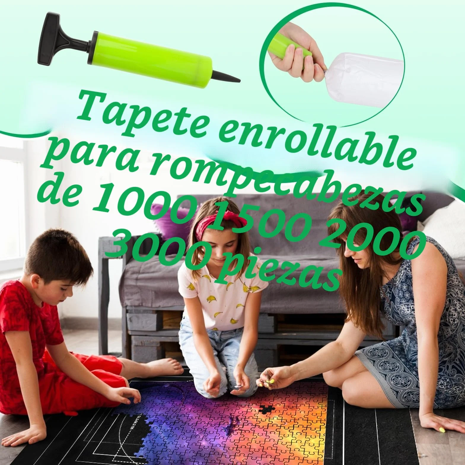 VFANDV Tapete Puzzle Fieltro para 1000 3000 Piezas Jigsaw Puzzle Mat Roll Portátil con 4 Clasificadores Negro
