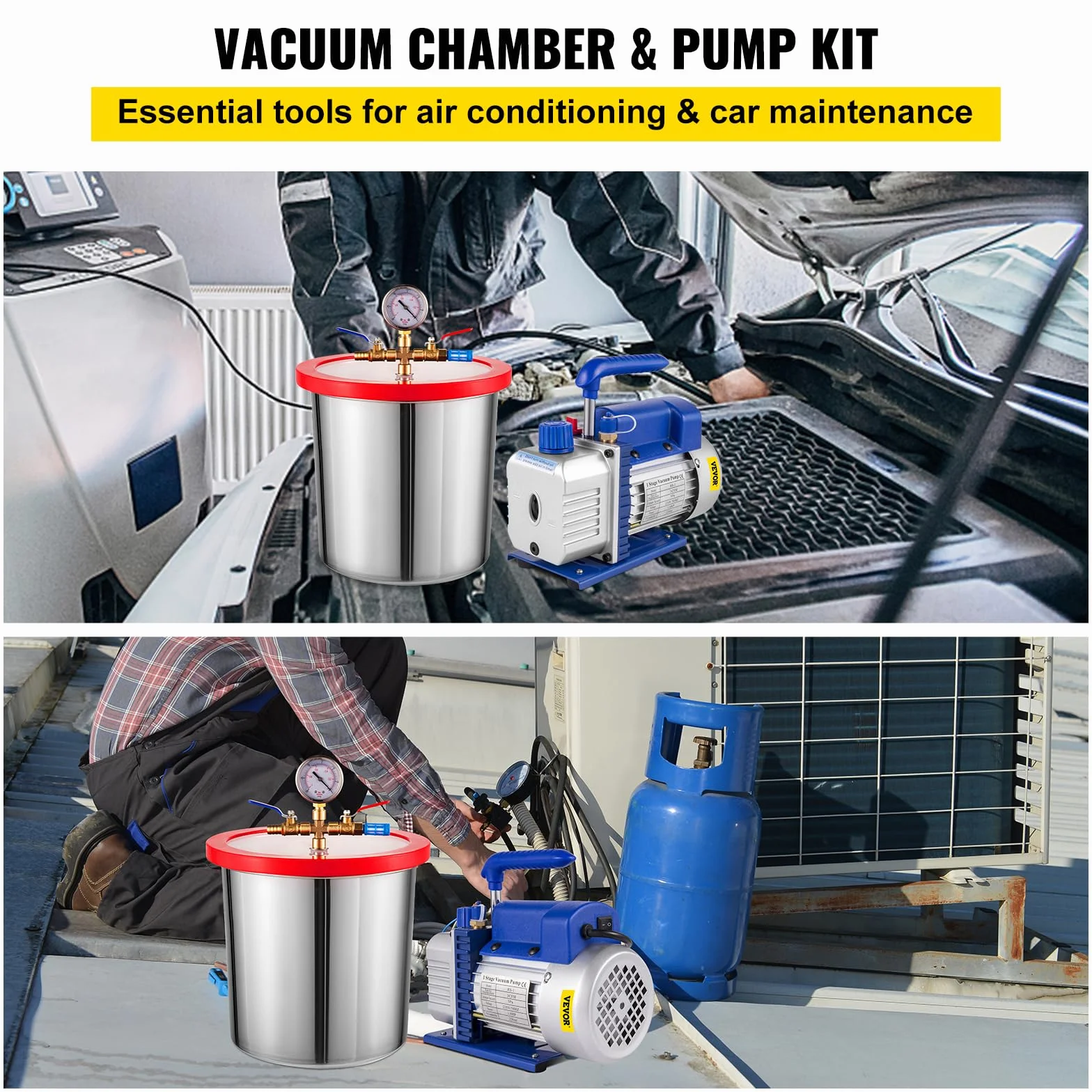VEVOR Bomba de Vacío 3 CFM 1/4 HP 12 L 1720 RPM 220V Carcasa de Aleación de Aluminio