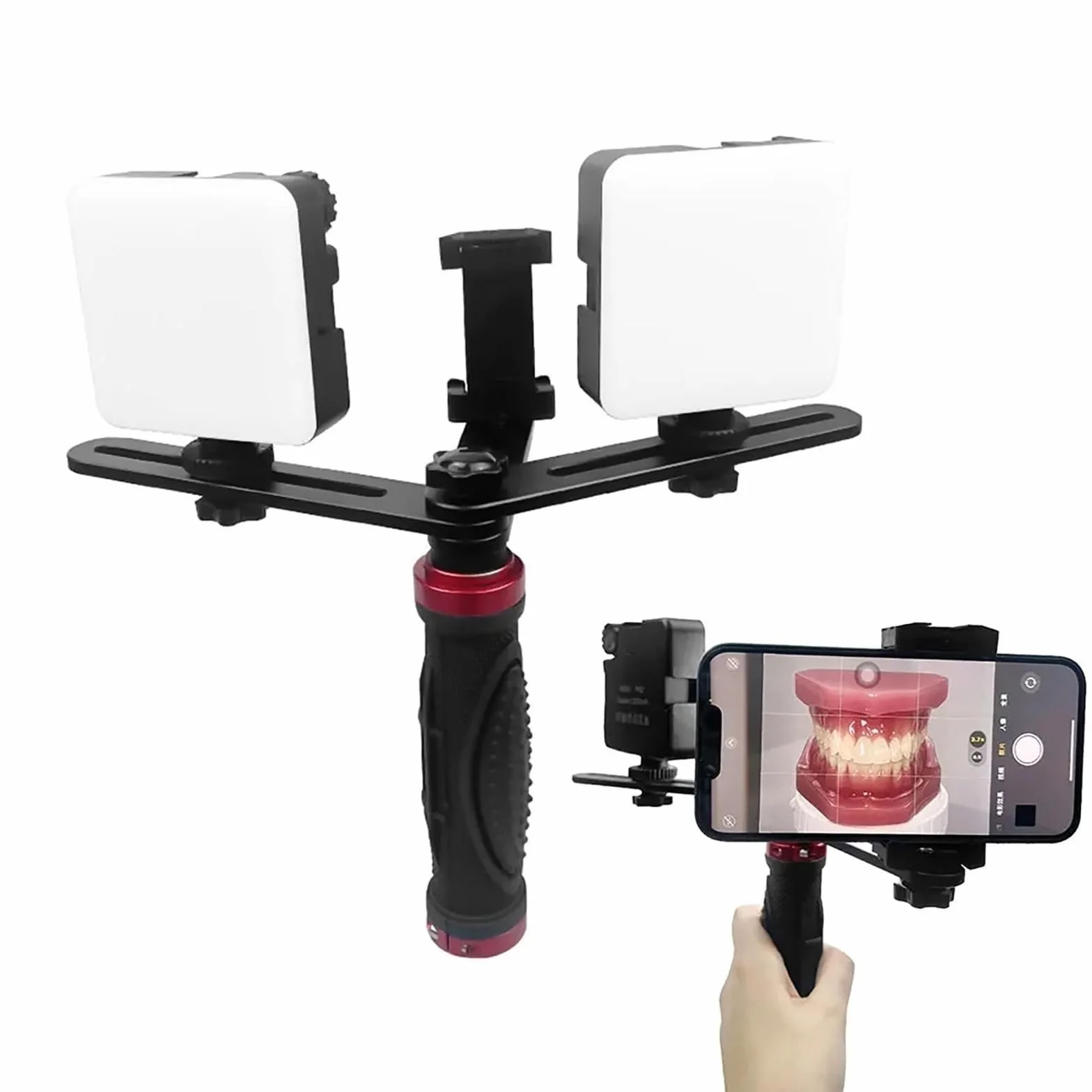 Kit de Iluminación Dental LED 360° Ajustable para Fotografía con Cámara de Teléfono Móvil
