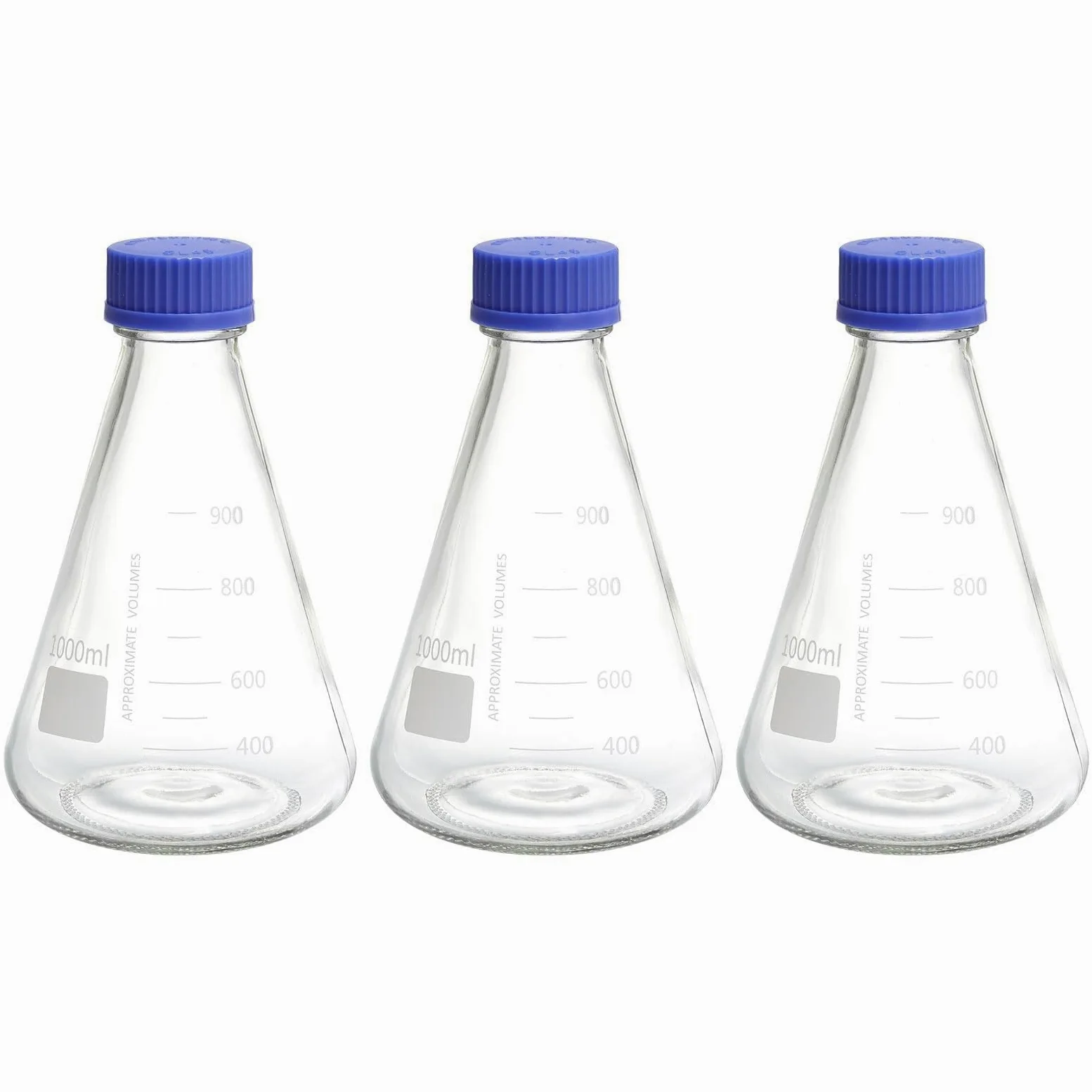 Matraz Erlenmeyer, 1000ml - Vidrio Borosilicato, Graduado, Boca Estrecha con Tapón Roscado para Laboratorio(CC,1000ml/33.8oz)