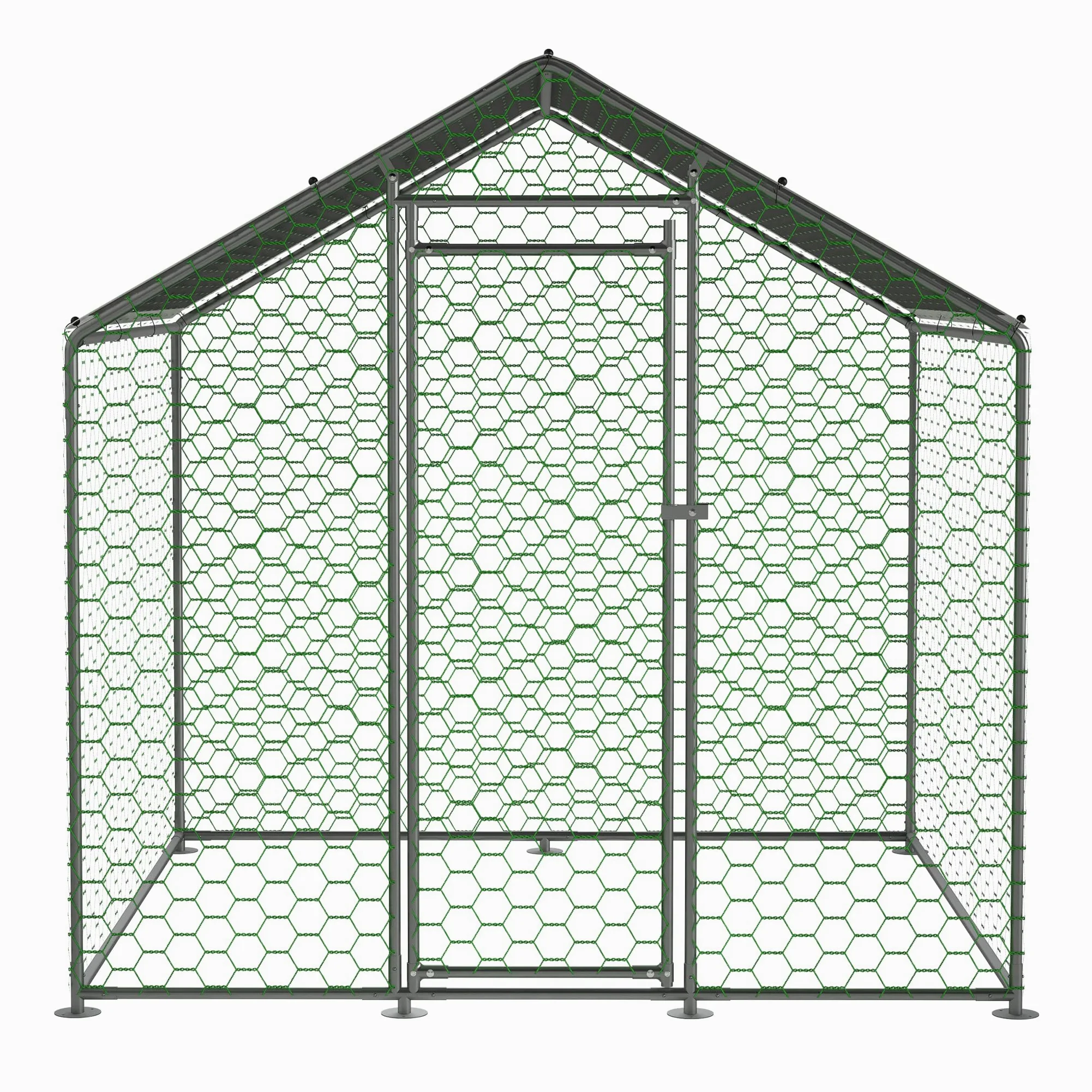 Redkid Corral Metálico para Gallinas 4m² 2x2x2m, Recinto Exterior para Gallinas, Conejos y Pequeños Animales, Lona PE Impermeable, Cierre de Seguridad