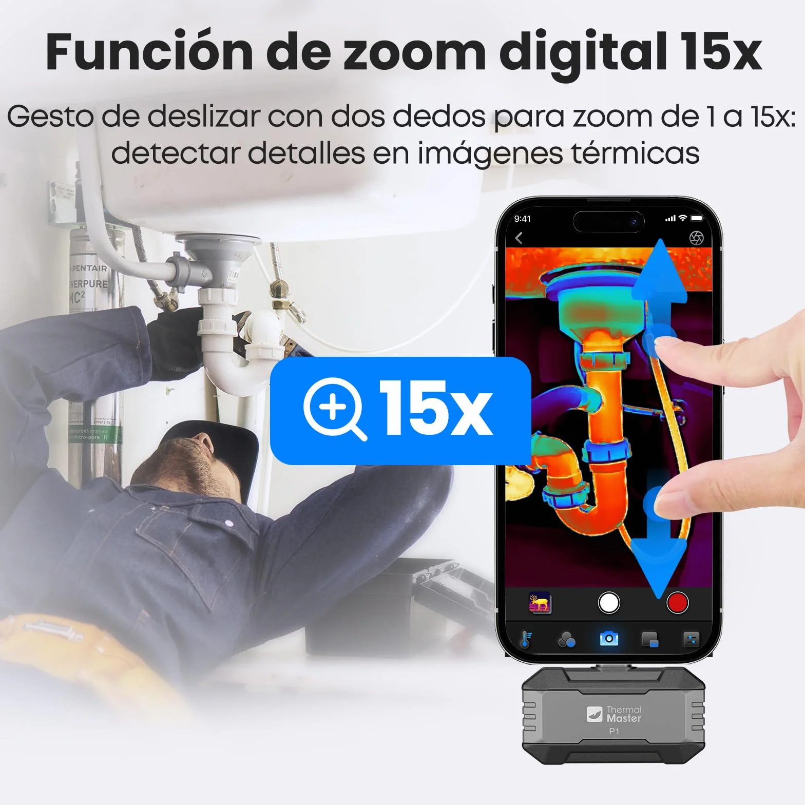 Thermal Master P1 Cámara Térmica 320x240 X³ Super IR Resolución -20°C a 600°C 15x Zoom 25Hz