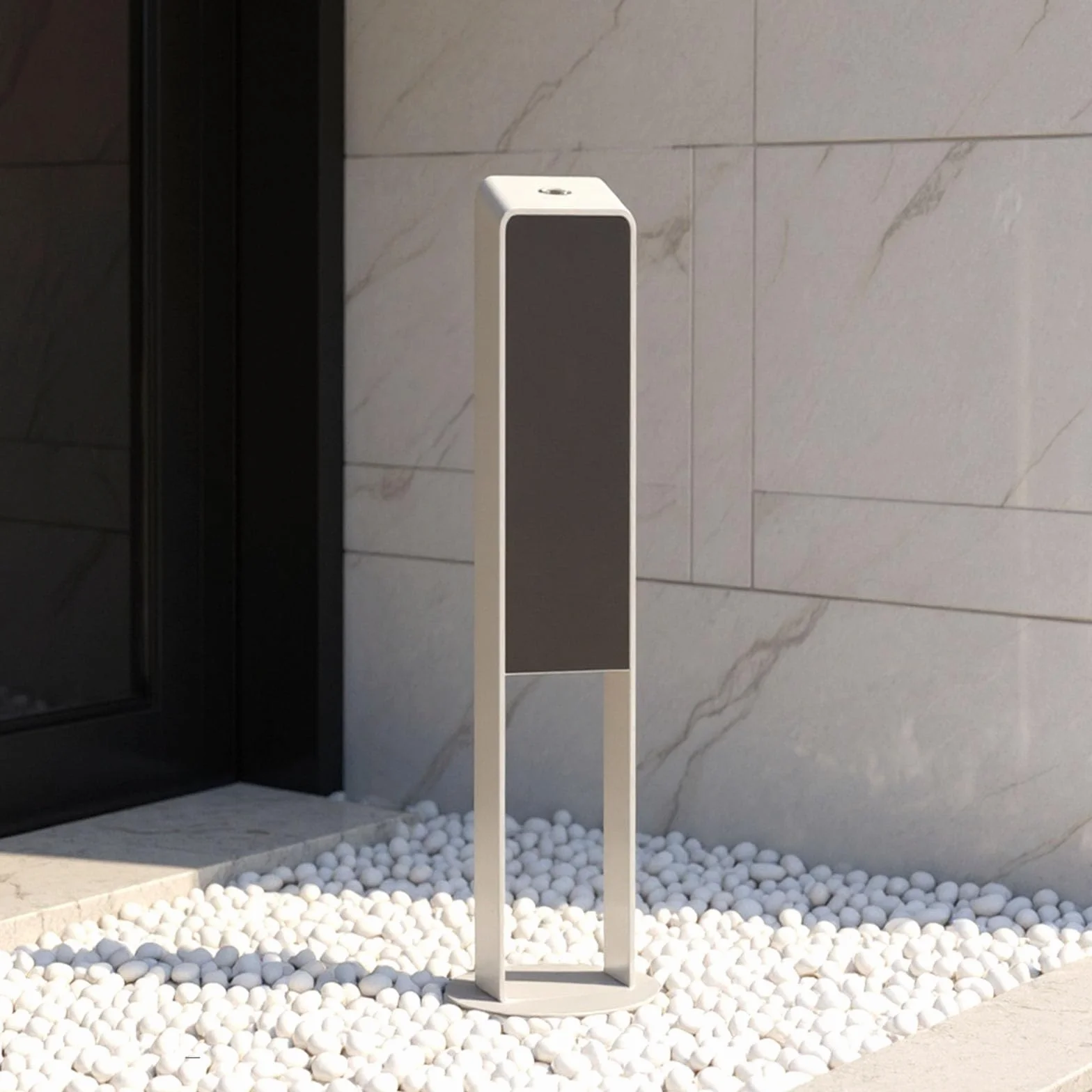 Cenicero de pie, receptáculo de acero inoxidable con diseño de inclinación de 30°, apertura de llave trasera fácil de limpiar para patio, oficina, hogar, restaurantes y exteriores