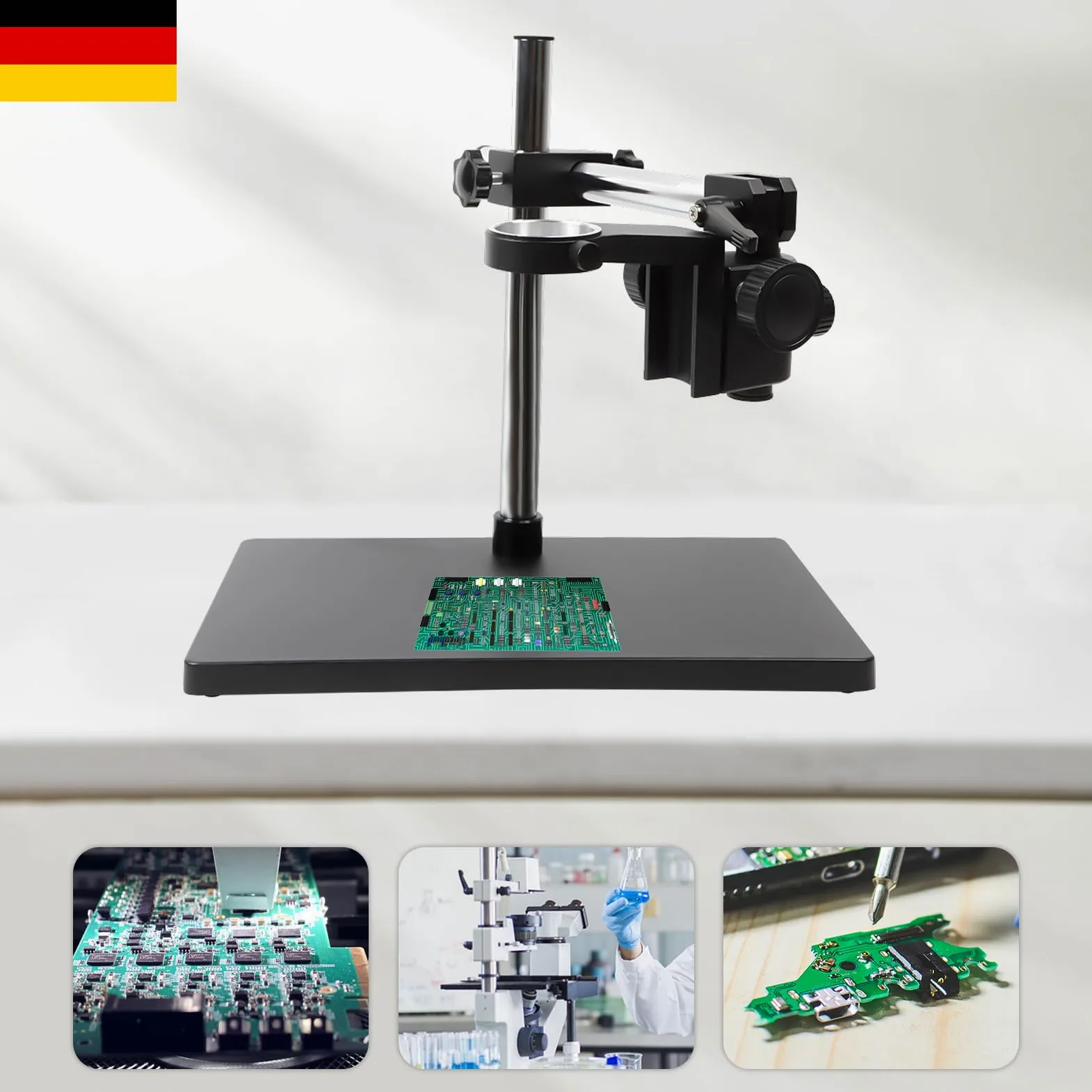 Soporte de mesa para microscopio, soporte para microscopio ajustable, diámetro del microscopio adecuado 50 mm/1,97 pulgadas, para escuelas, laboratorios, fábricas, laboratorios biológicos