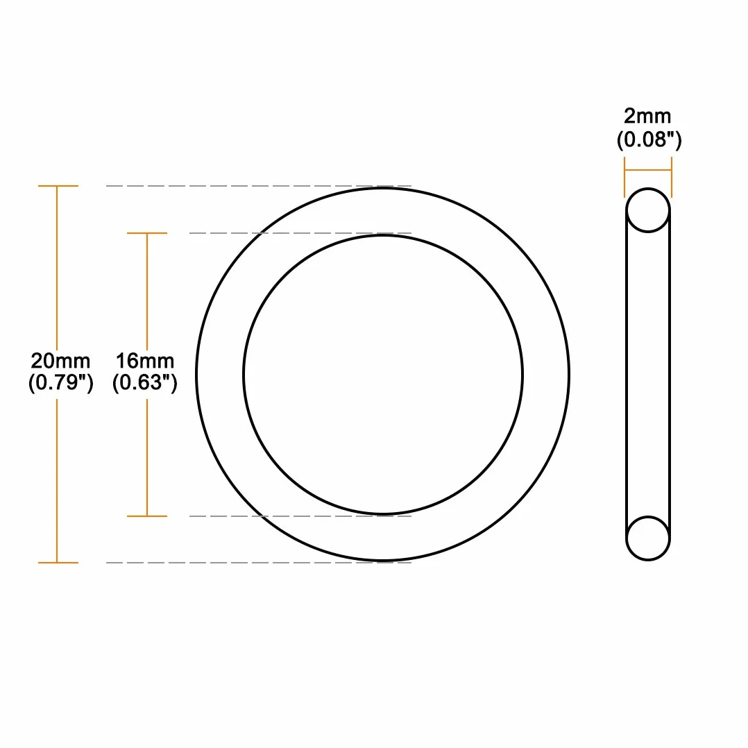 sourcing map Silicona Junta Tórica 20mm DE 16mm DI 2mm Ancho VMQ Sello Anillos Junta Blanco Paquete De 10