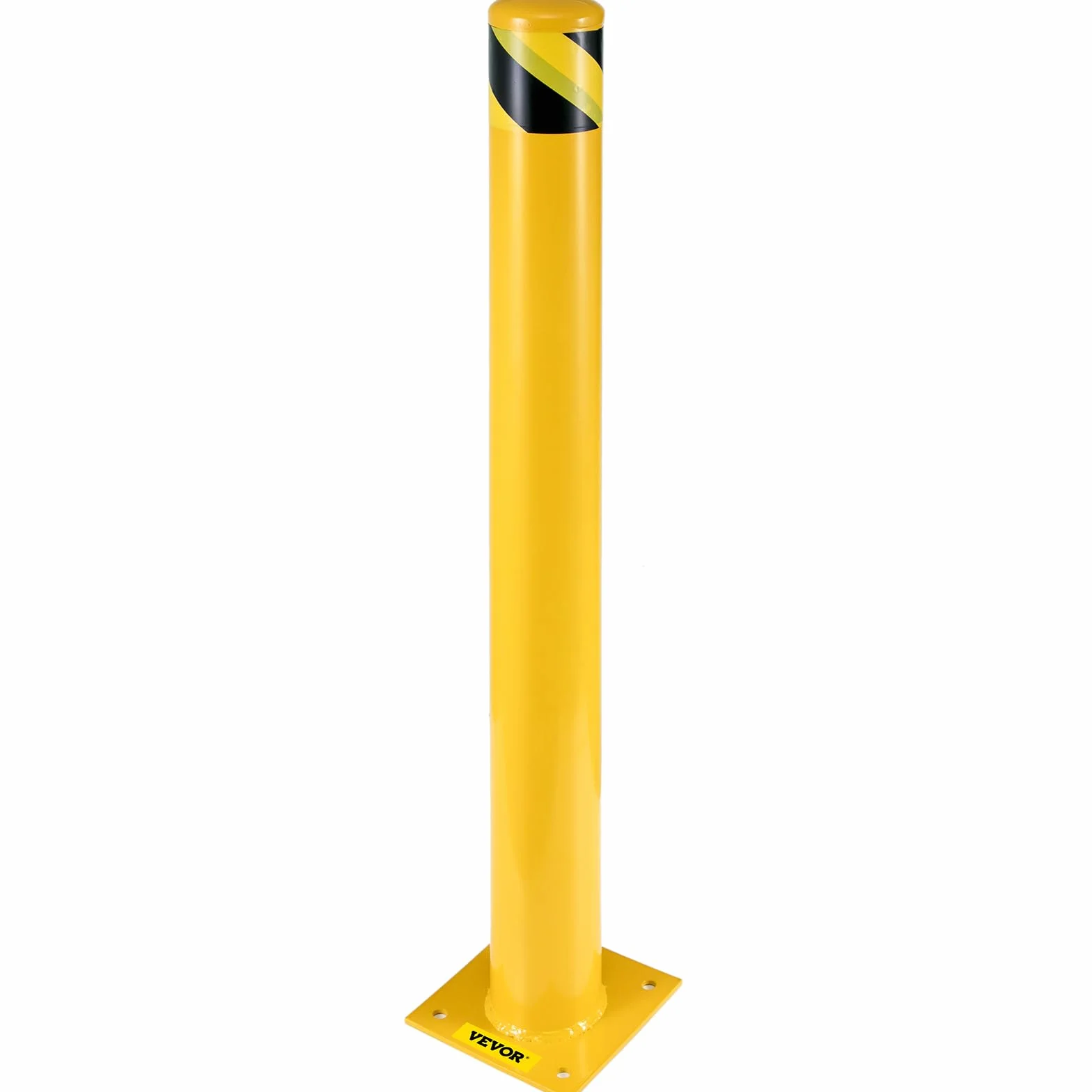 VEVOR Bolardo de Seguridad 107x14 cm 2 Piezas Bolardo de Seguridad de Tubo de Acero Recubrimiento de Polvo Amarillo Barrera de Seguridad con 8 Pernos de Anclaje para Aparcamiento, Peatones, Escuelas
