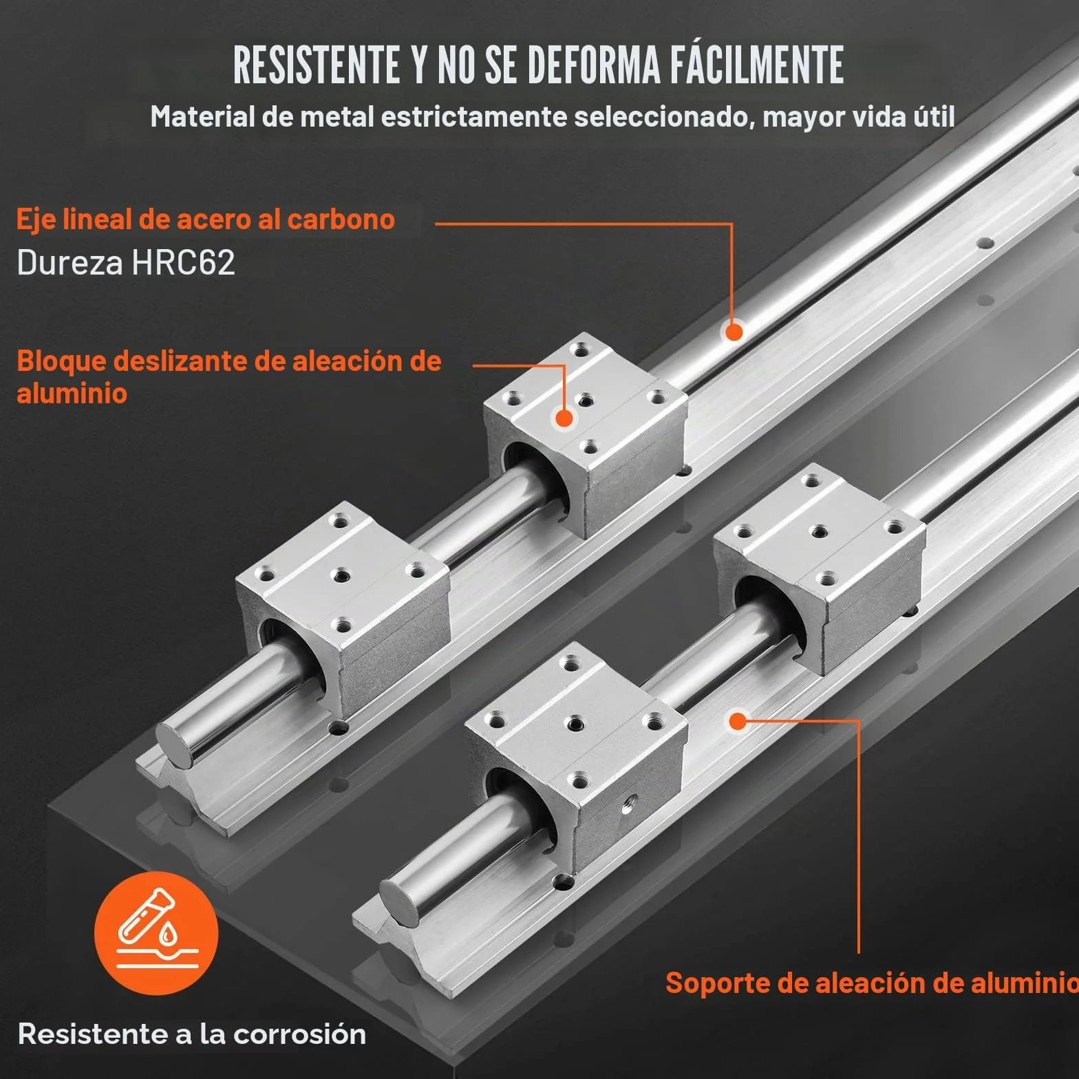 VEVOR Riel de guía lineal SBR20 1500 mm 2 rieles 4 bloques SBR20UU Kit deslizadores CNC