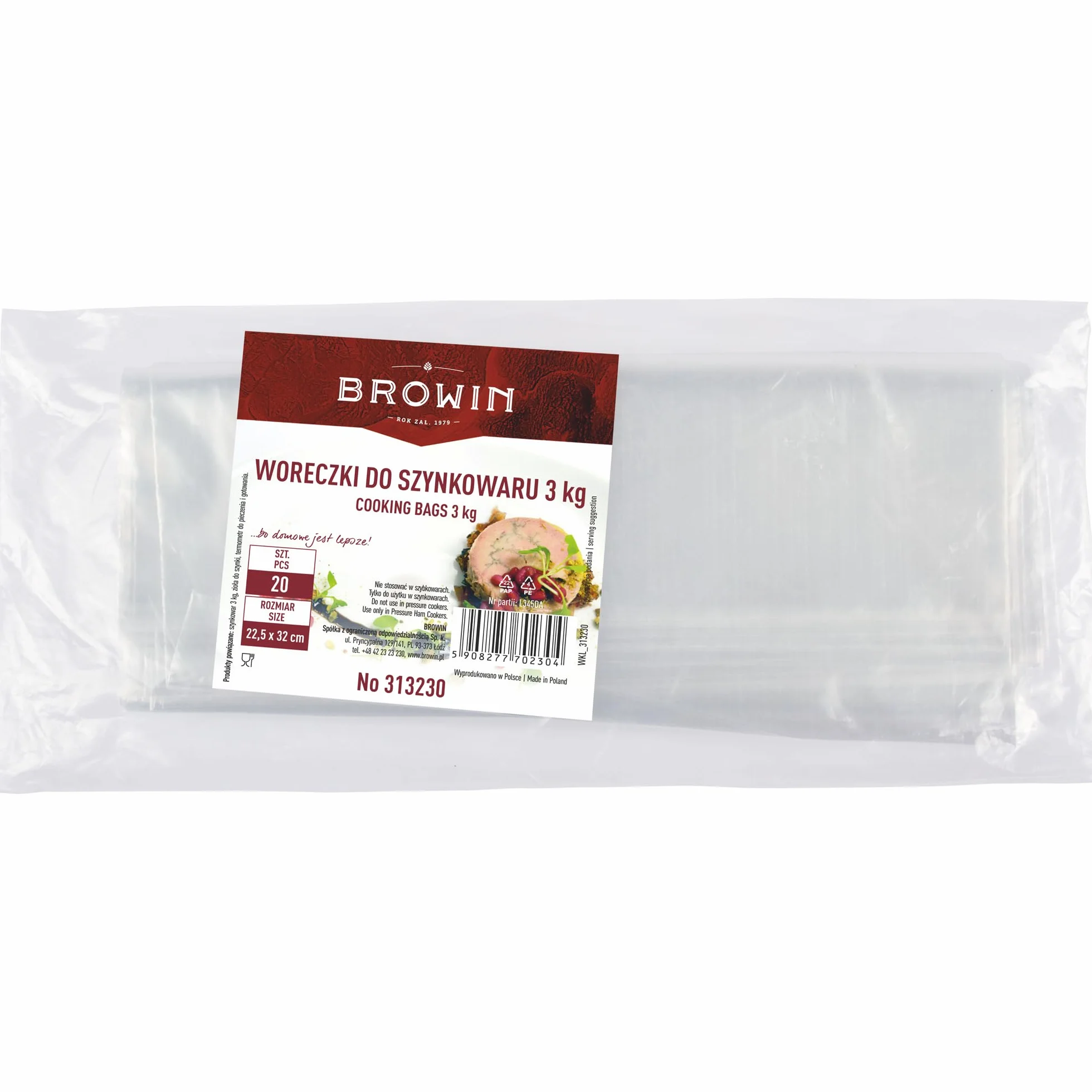 BROWIN Bolsas de plástico para jamón 313230, 20 unidades