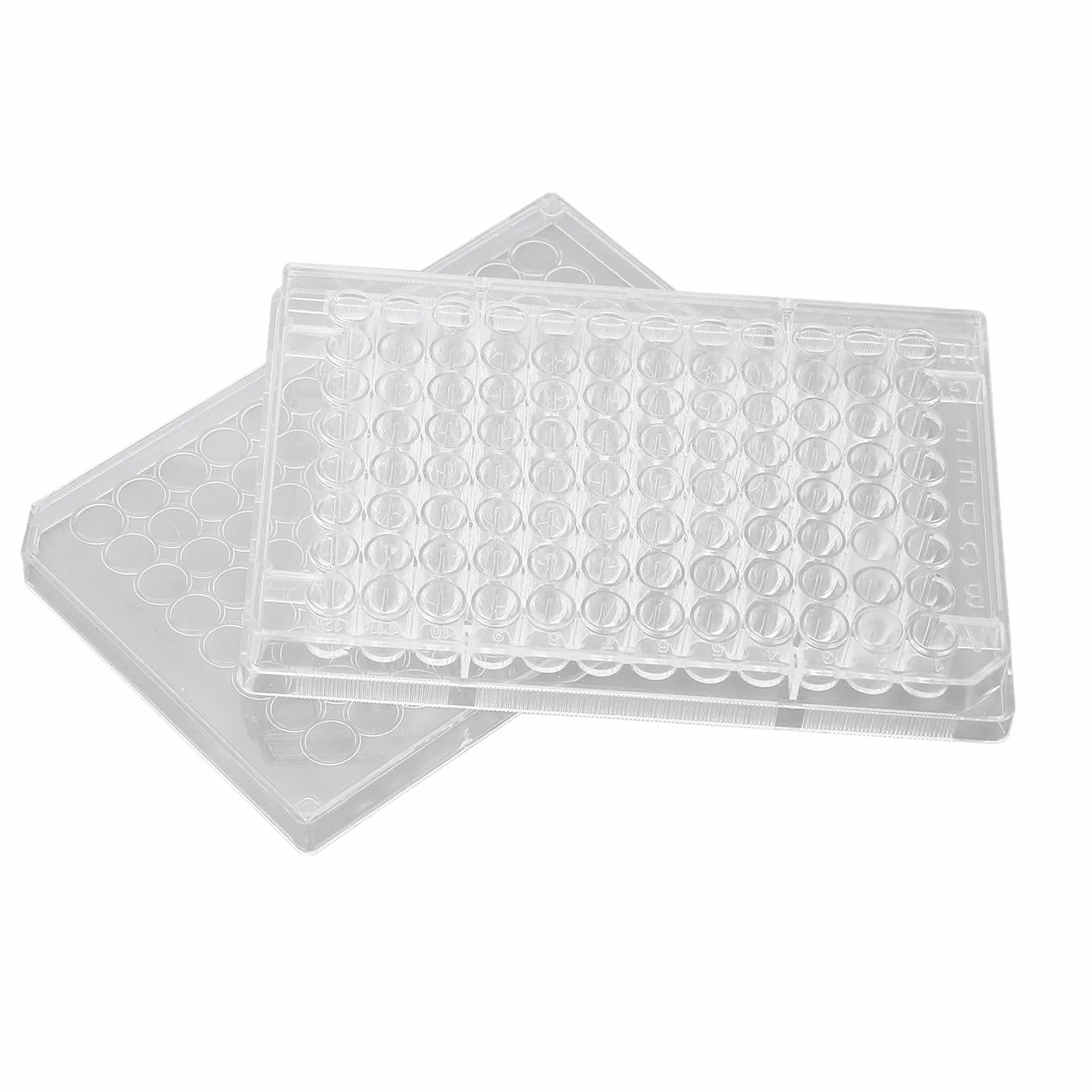10PCS Placas de Cultivo Celular 96 Pozos - Placas de Poliestireno Transparente con Tapa para Investigación (Fondo plano)